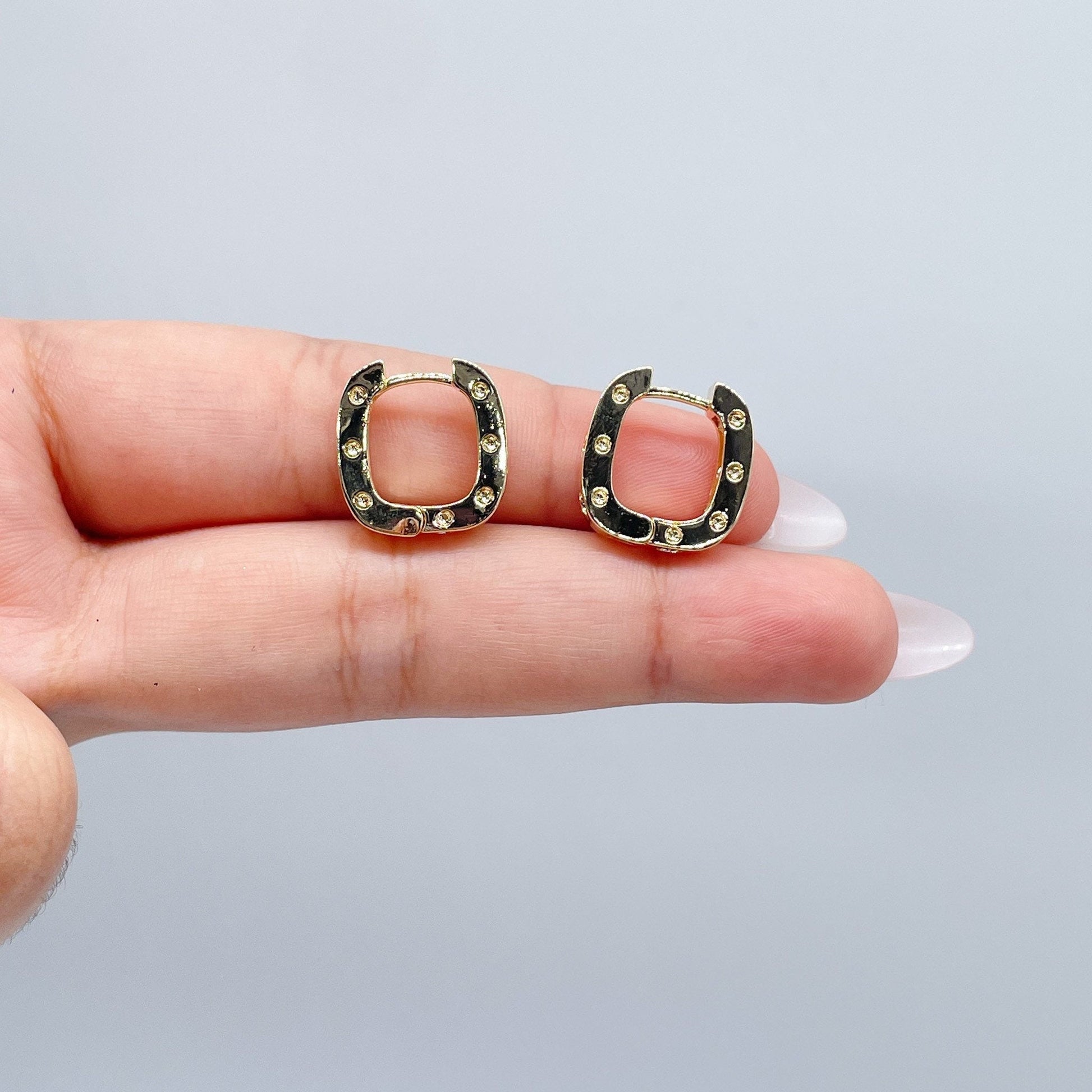 18k Gold Filled Small Screws Flat Square Hoop Earrings Wholesale Jewelry Supplies