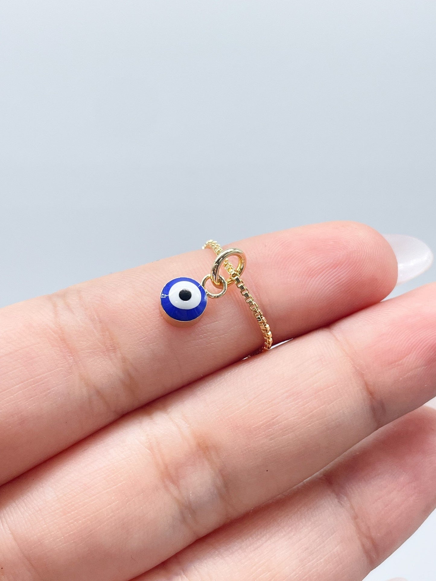 18k Gold Filled Simple & Small Blue Evil Eye SetWholesale Jewelry Supplies