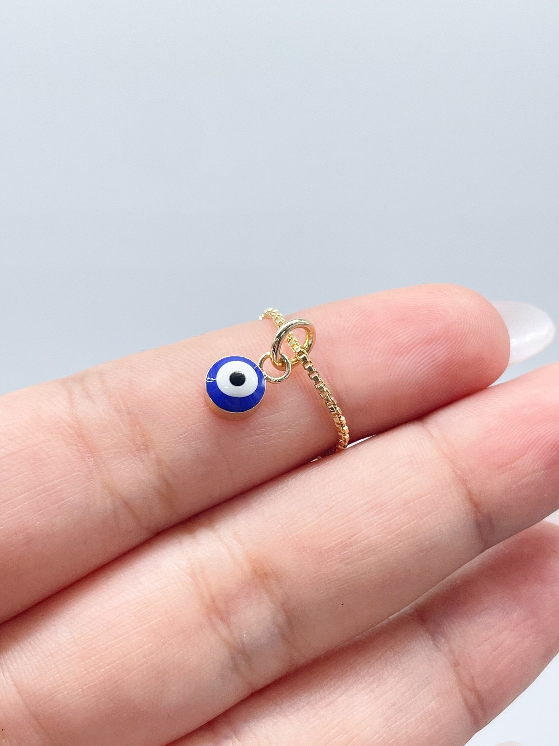 18k Gold Filled Simple & Small Blue Evil Eye SetWholesale Jewelry Supplies