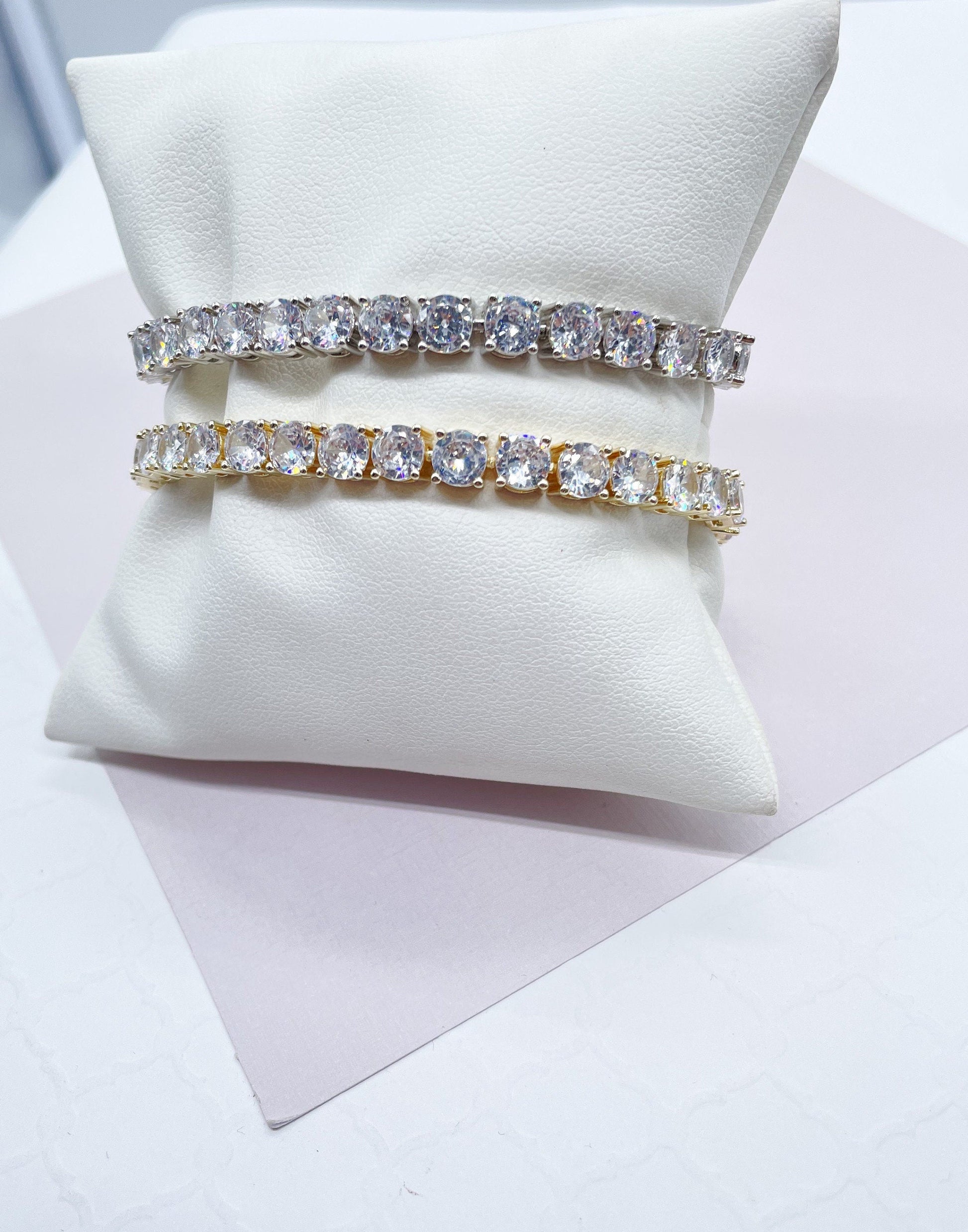 18k Gold Filled Shiny Zicornia Tennis Bracelet Wholesale Jewelry Supplies