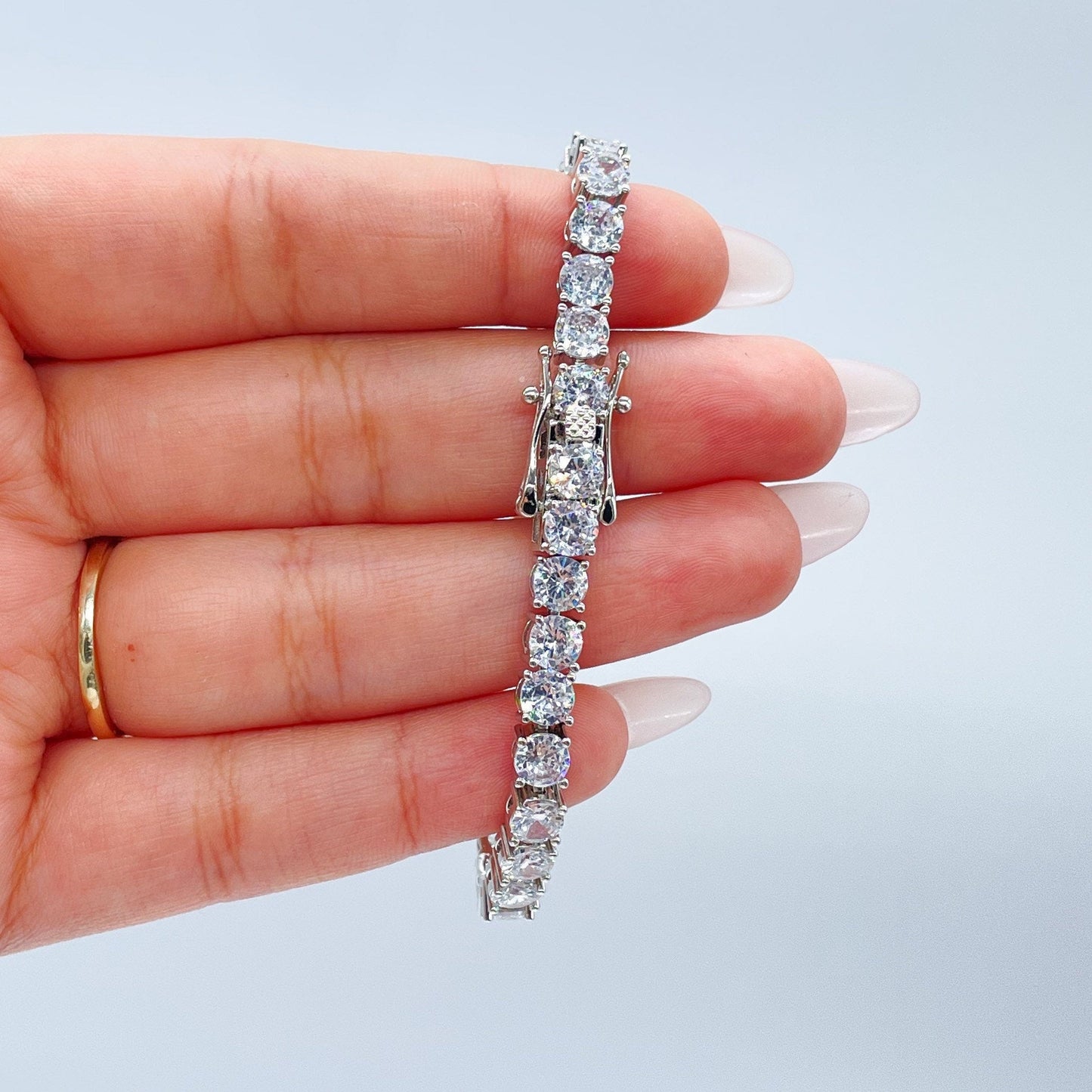 18k Gold Filled Shiny Zicornia Tennis Bracelet Wholesale Jewelry Supplies