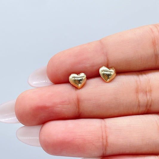 18k Gold Filled Simple Baby Heart EarringsWholesale Jewelry Supplies