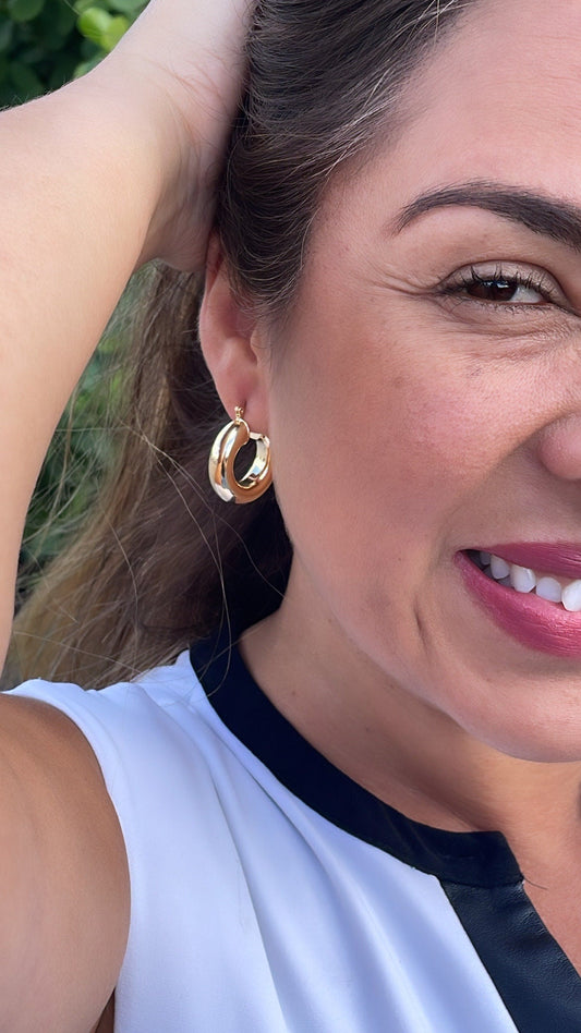 18k Gold Filled Chubby Plain Hoop EarringsWholesale Jewelry Supplies