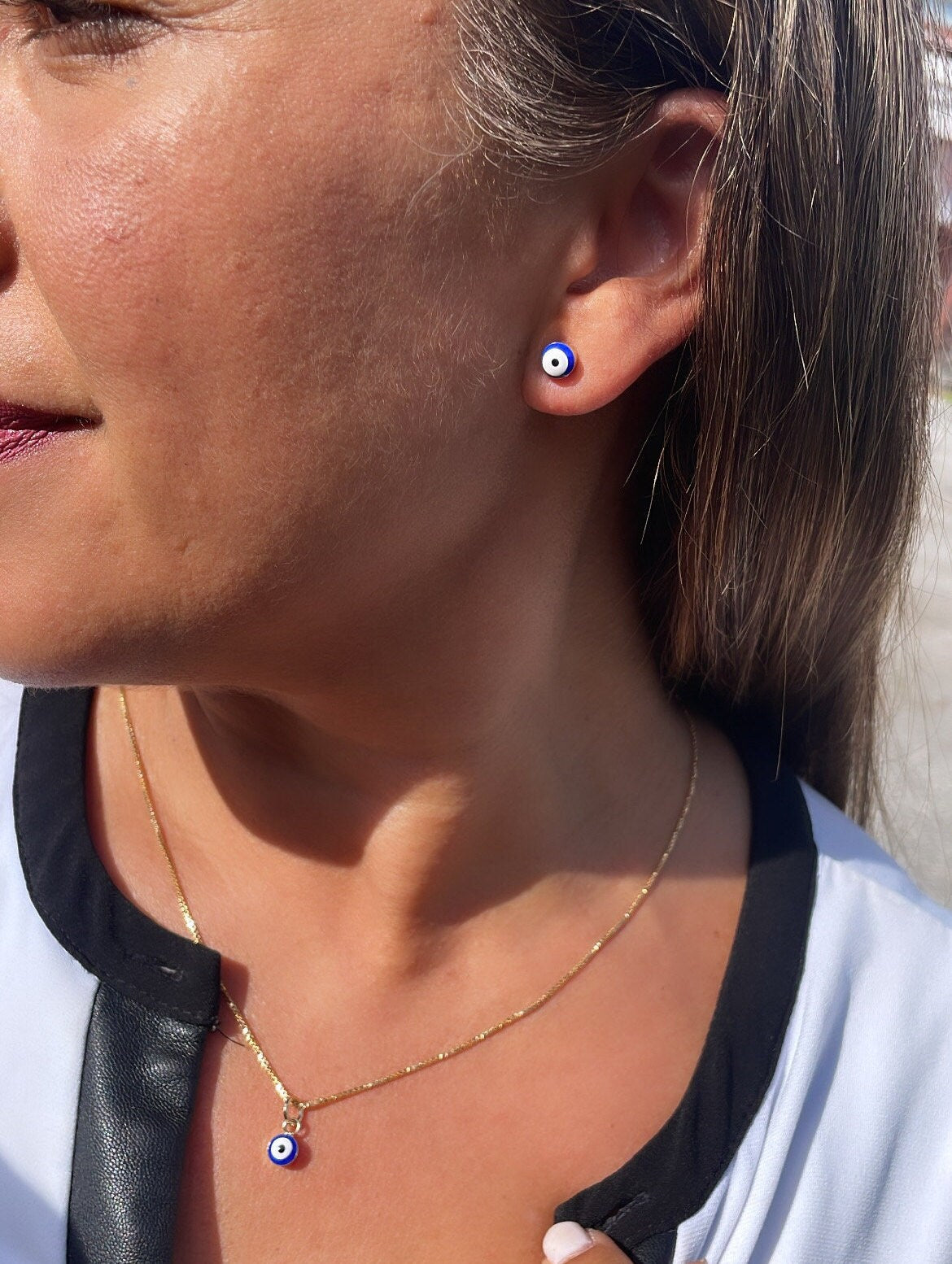 18k Gold Filled Simple & Small Blue Evil Eye SetWholesale Jewelry Supplies