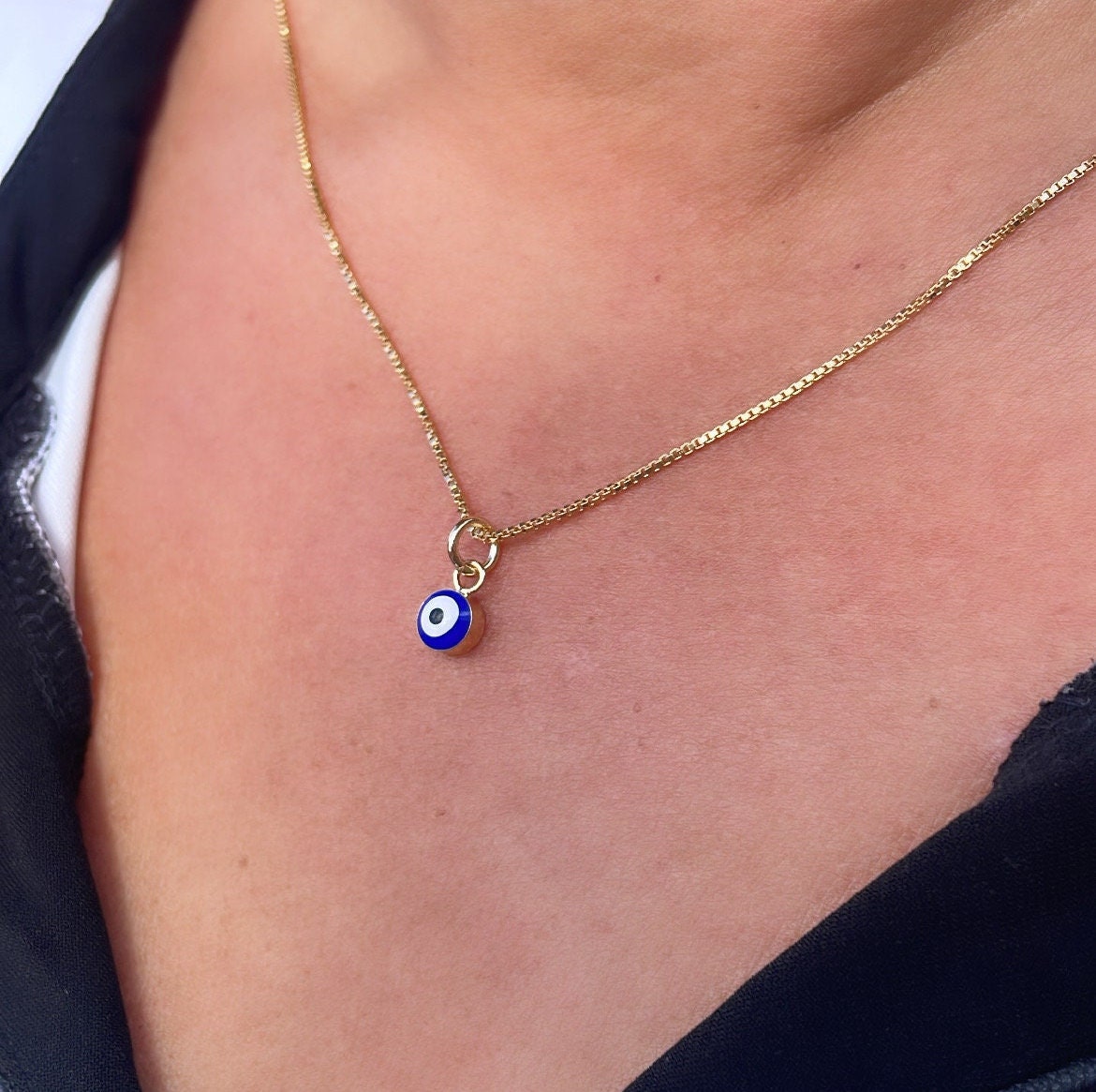 18k Gold Filled Simple & Small Blue Evil Eye SetWholesale Jewelry Supplies