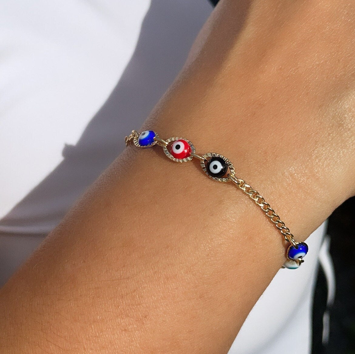 18K Gold Filled Adjustable Link Bracelet With Multi-Colored BraceletWholesale Jewelry Supplies