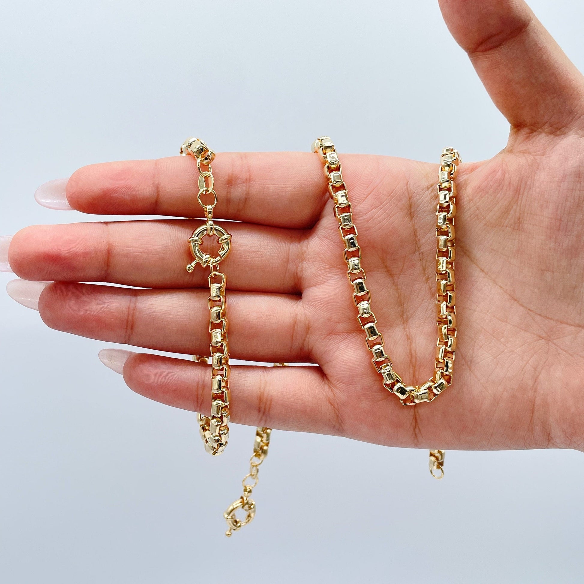 18k Gold Filled 3mm Thick Box Set necklace and braceletWholesale Jewelry Supplies