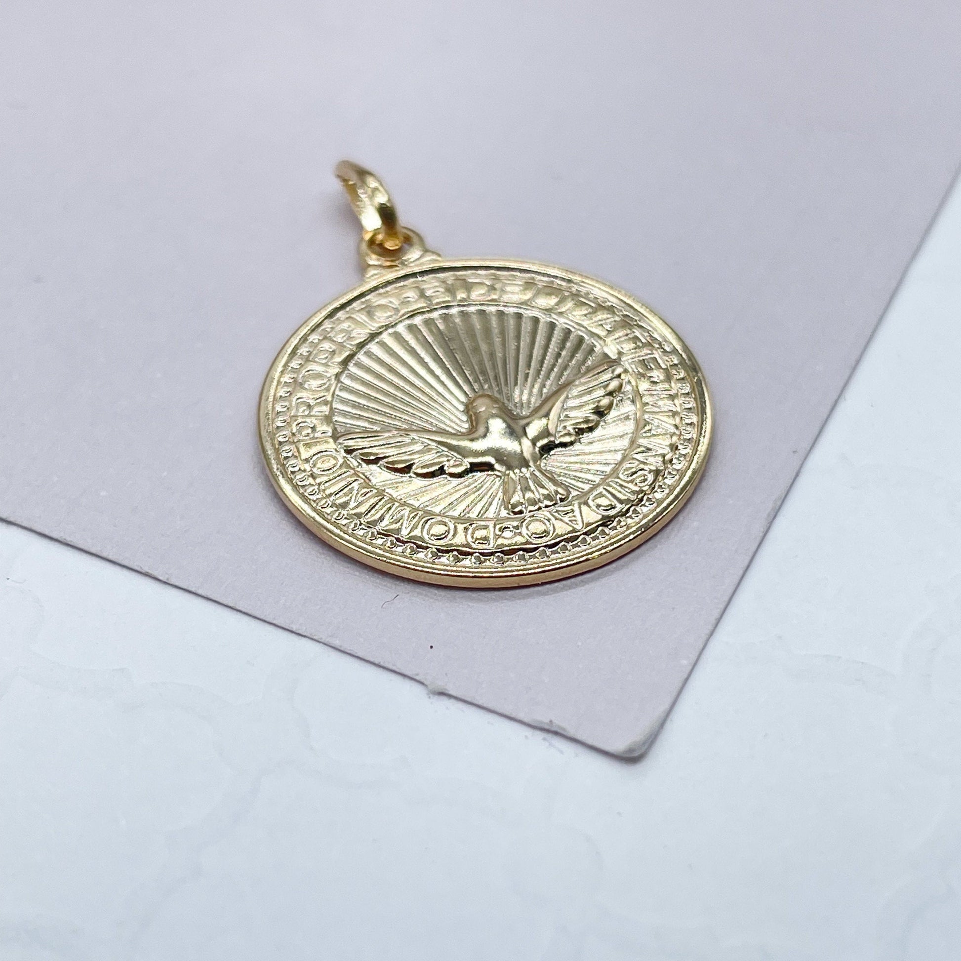 18k Gold filled Dove Charm, Dije de Paloma Wholesale Jewelry Supplies