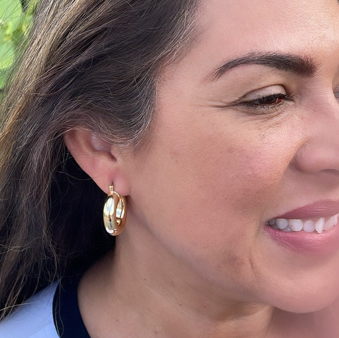 18k Gold Filled Chubby Plain Hoop EarringsWholesale Jewelry Supplies