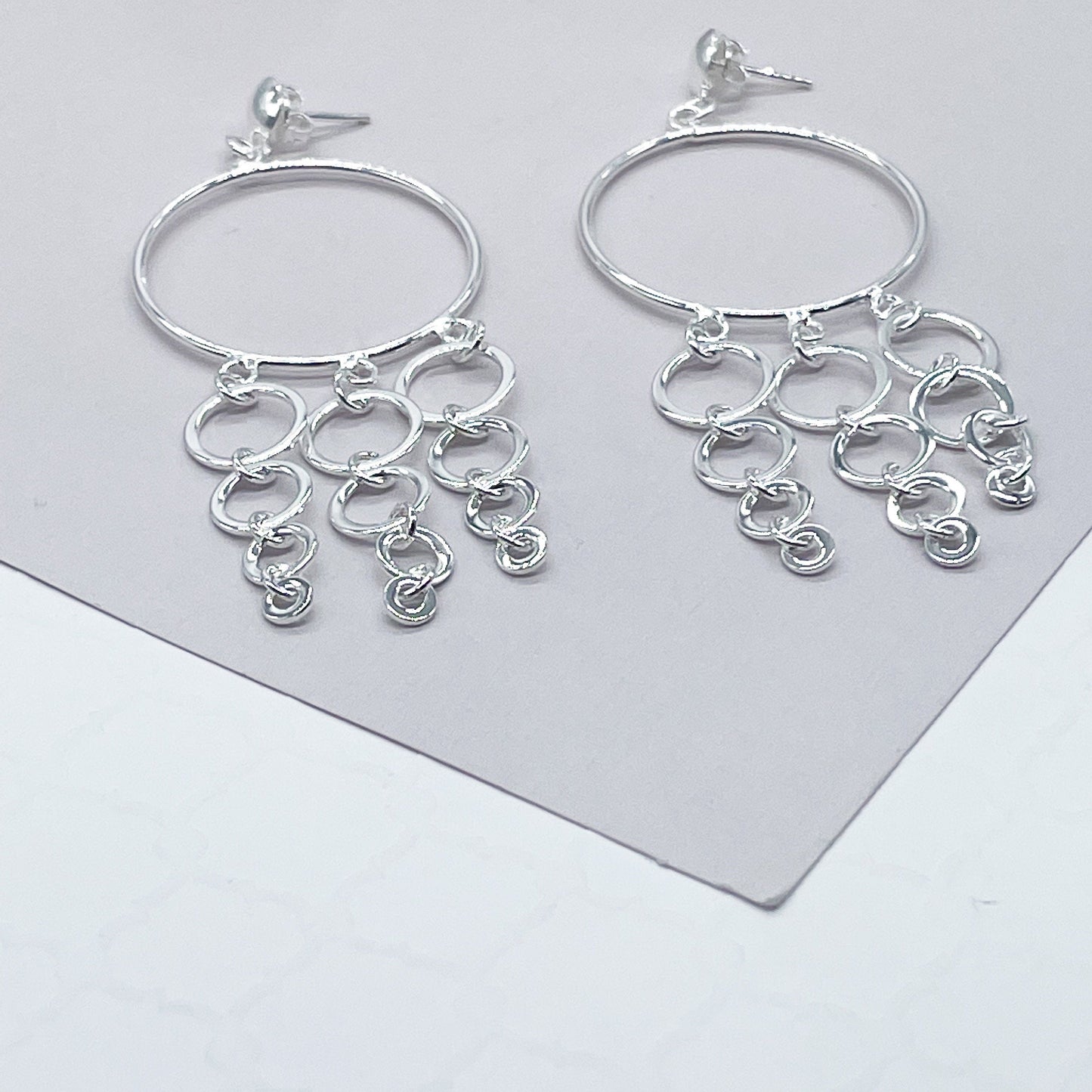 Silver Filled Modern Circle Drop Earrings