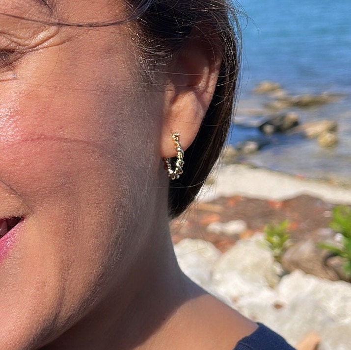 18k Gold Filled Multi-Twisted Small Hoop Earrings