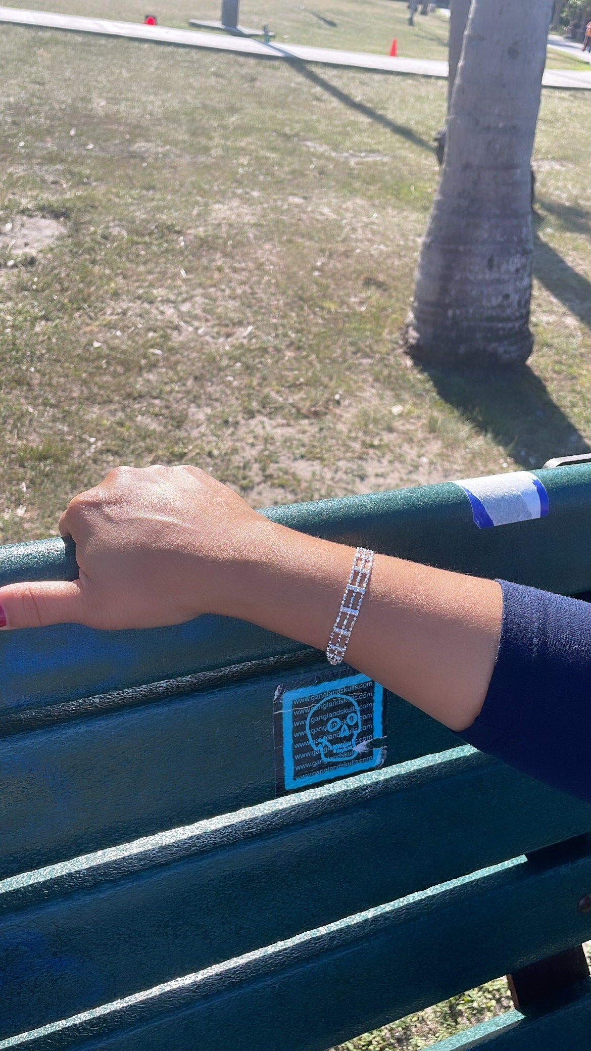 18k Silver Filled Silver 3 layered Dash & Dot Bracelet Patterned With Zirconia Stones