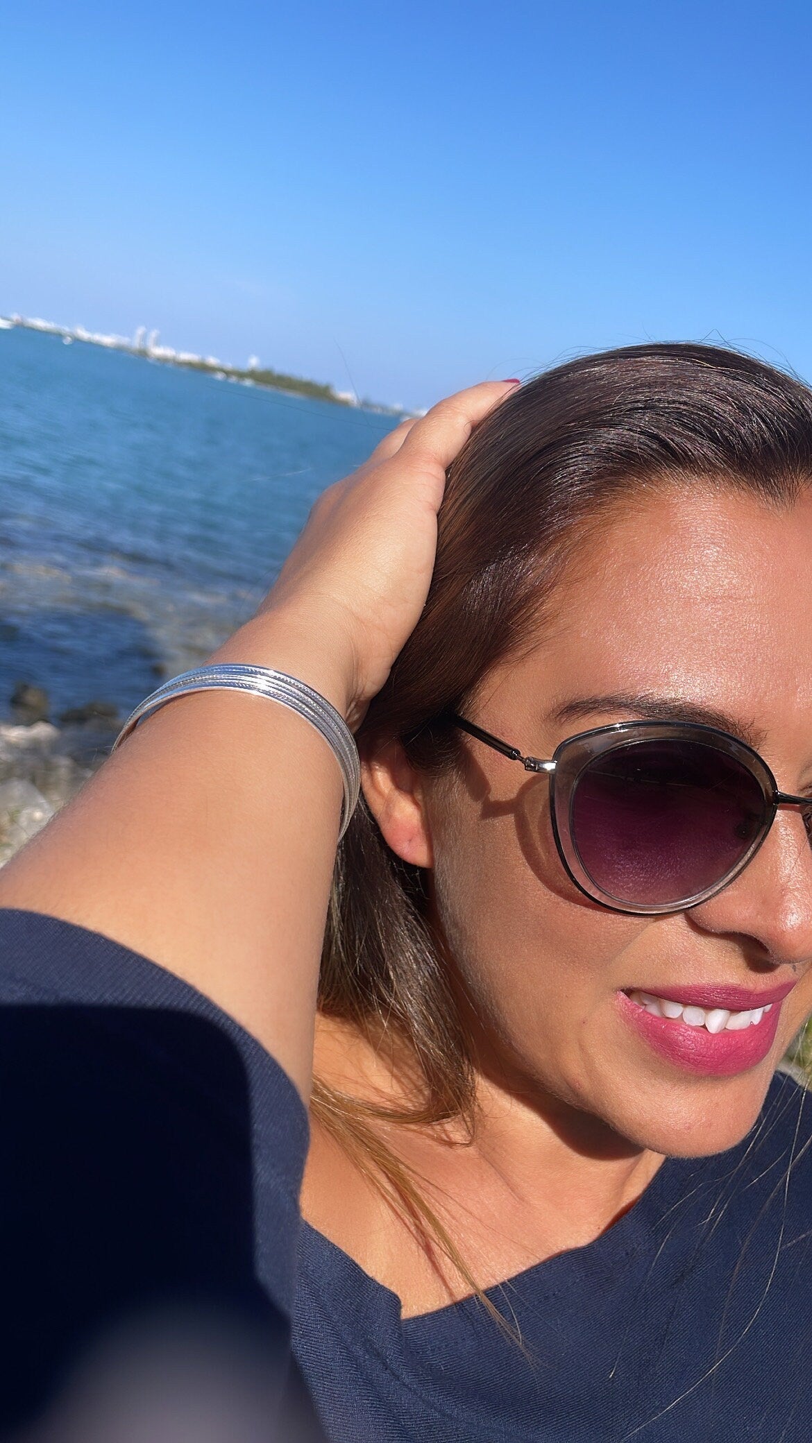 18k Silver Filled Silver Bangle Bracelet With Smooth and Textured Thin Layers