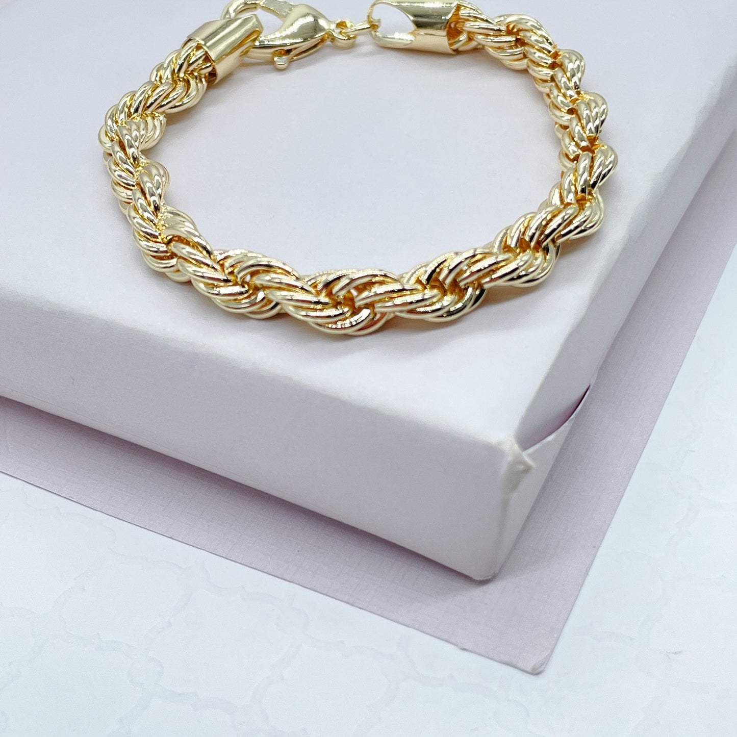 18k Gold Filled 7mm Thick Rope Chain Bracelet