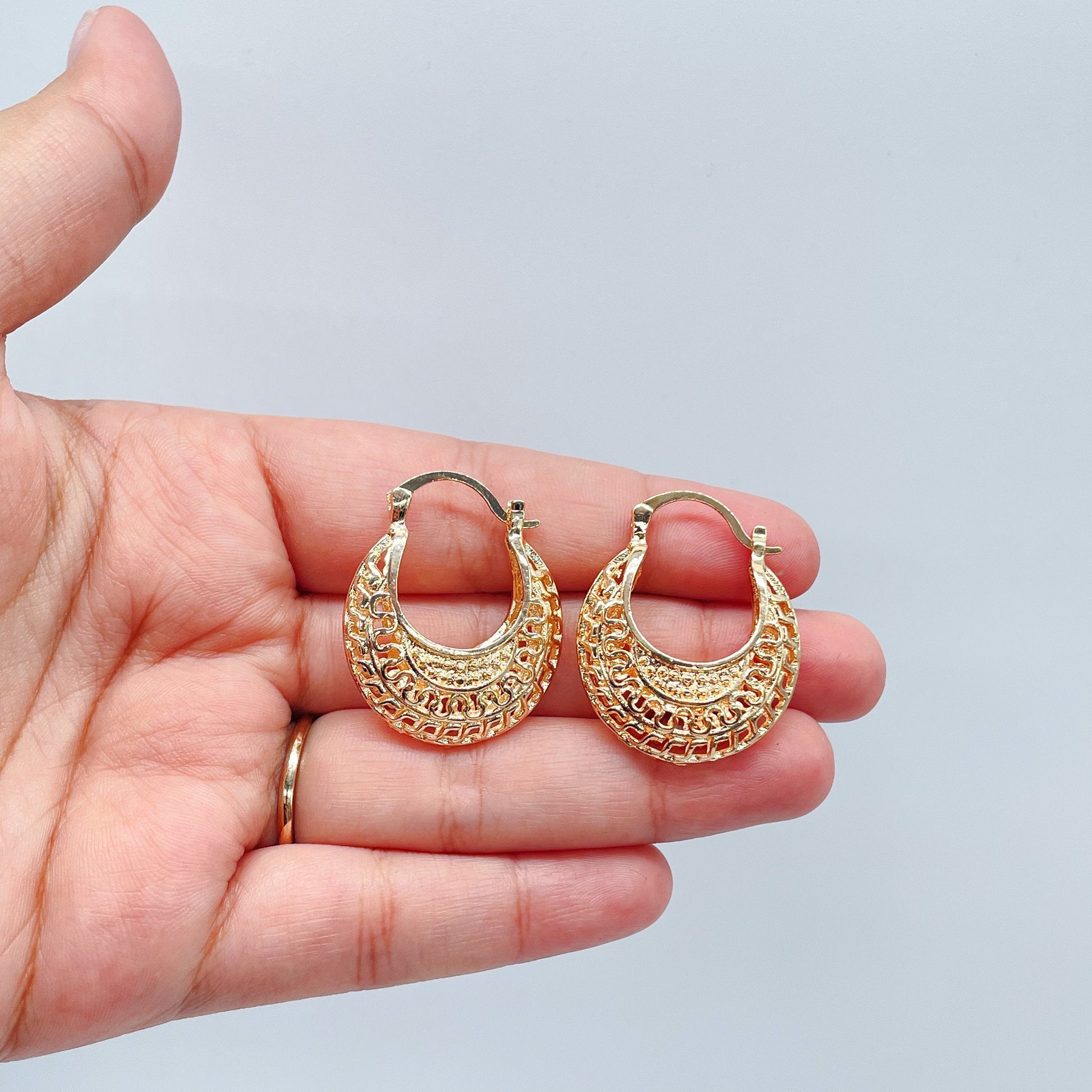18k Gold Filled Thick Hollow See-Through Hoops