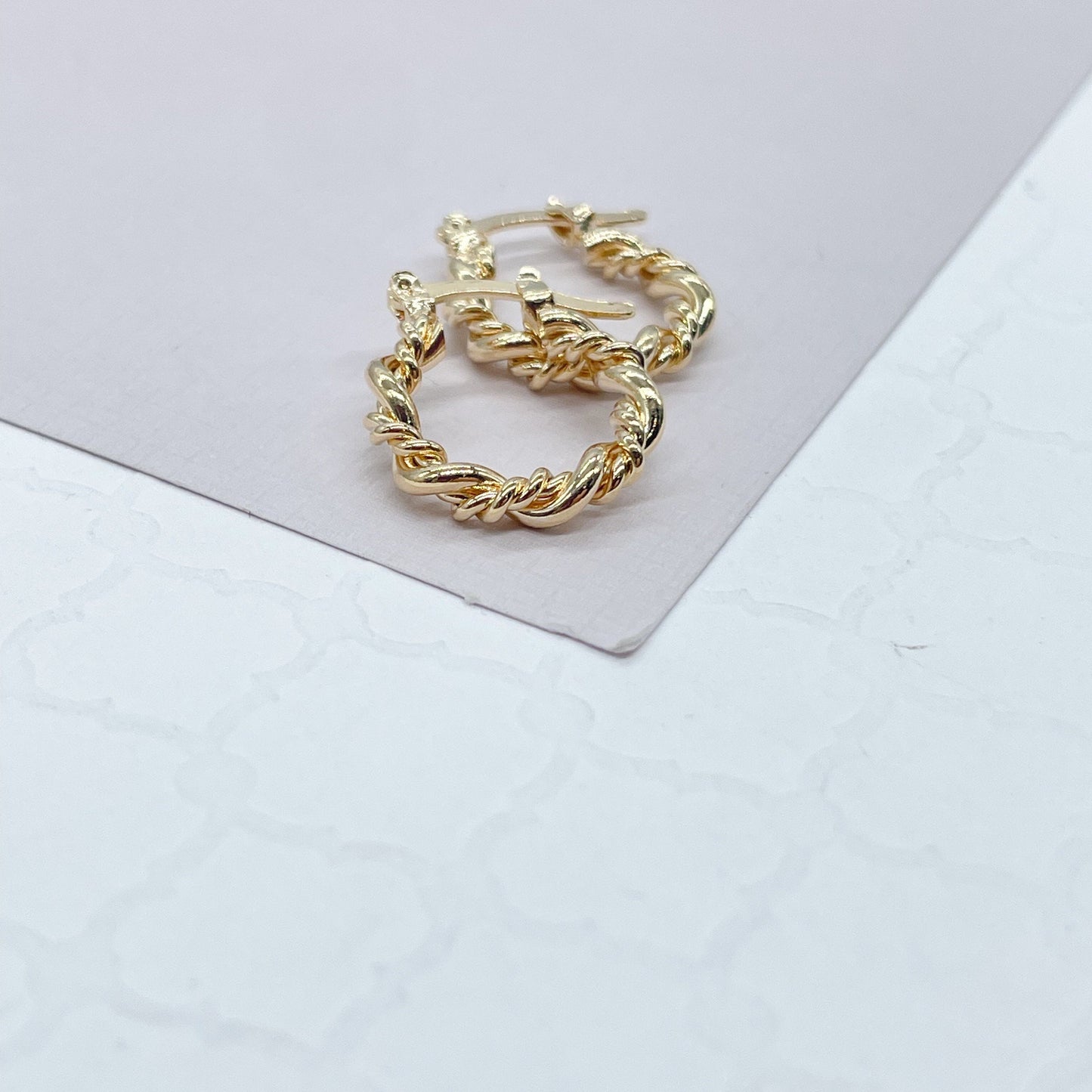 18k Gold Filled Multi-Twisted Small Hoop Earrings