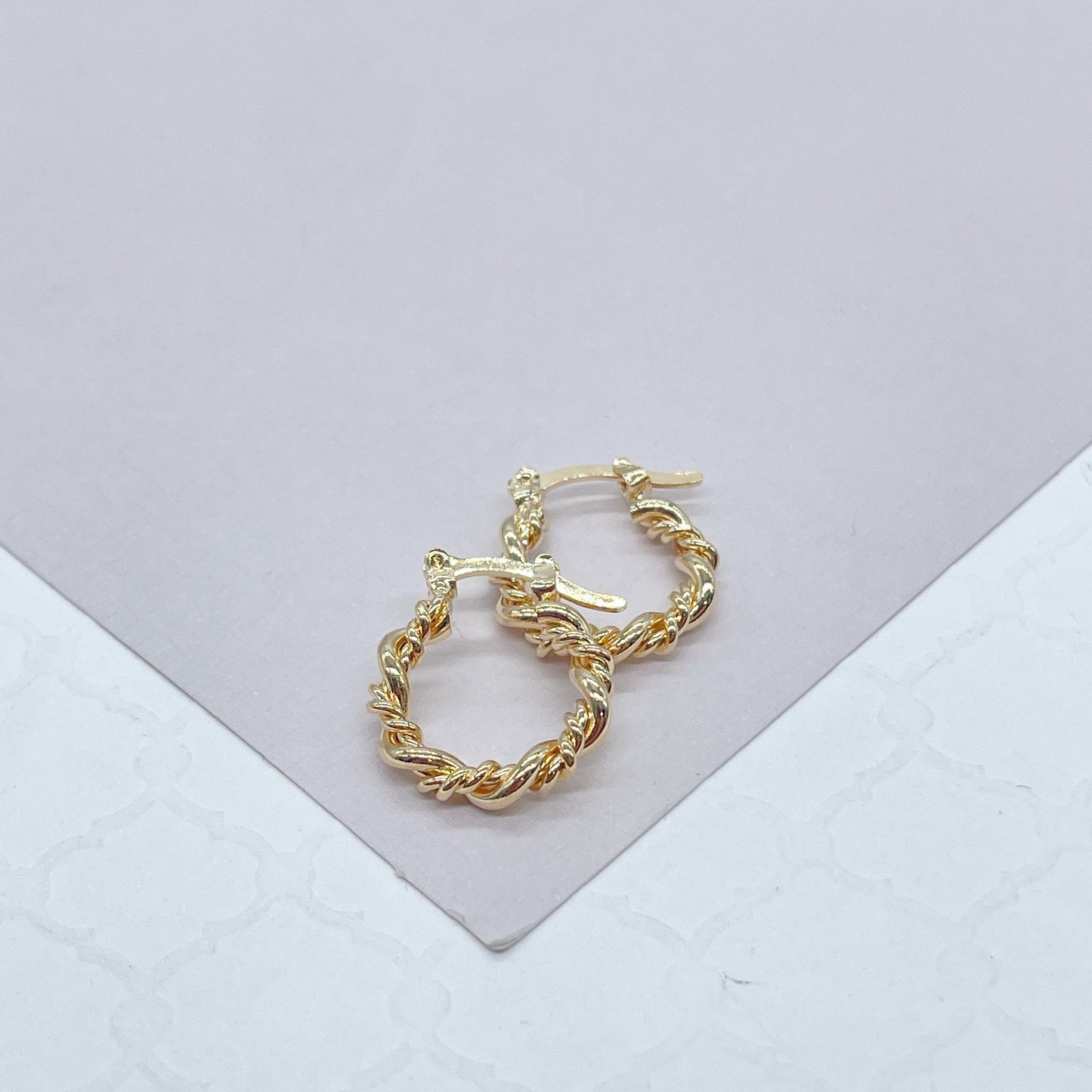 18k Gold Filled Multi-Twisted Small Hoop Earrings