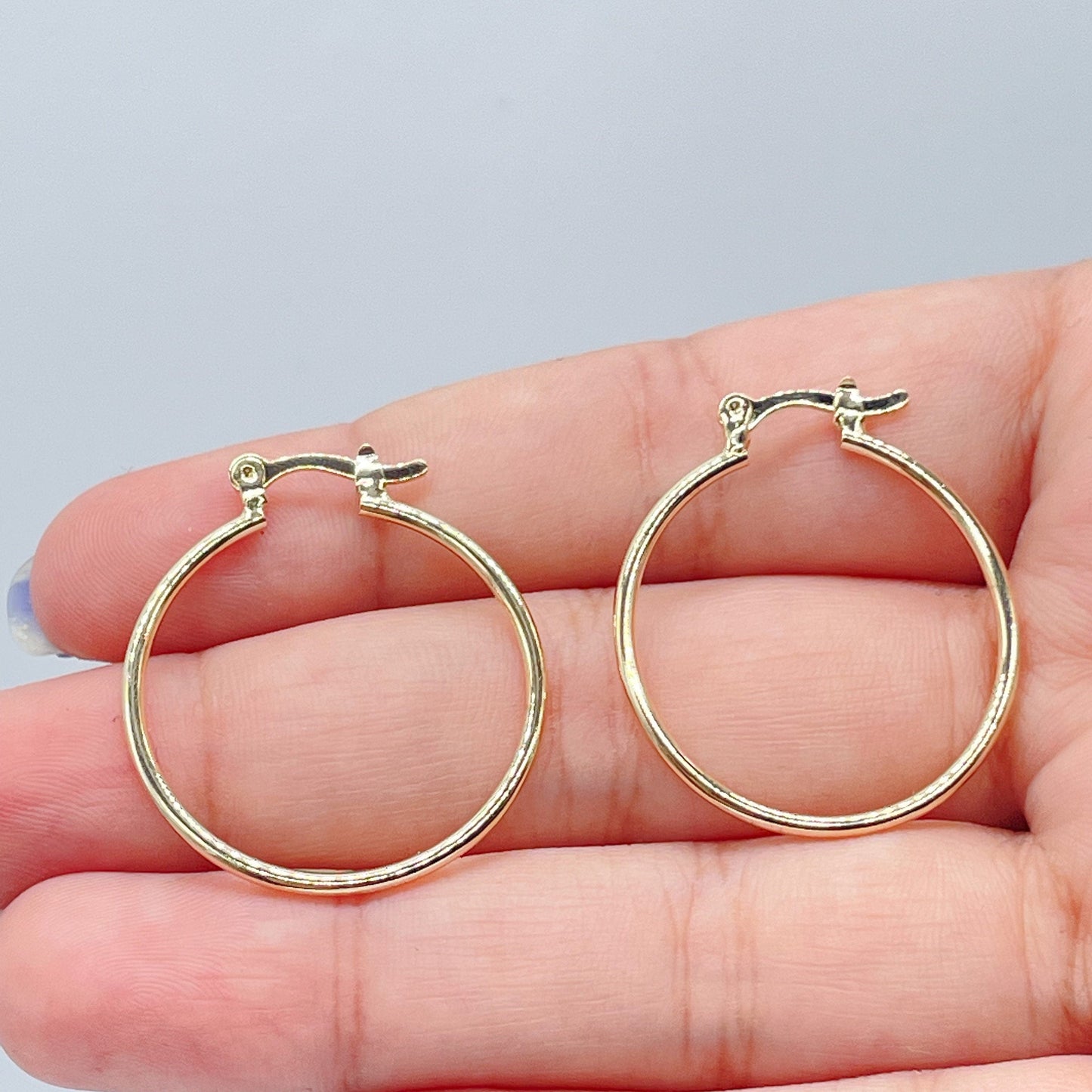 18k Gold Filled Thin Smooth Plain Hoops