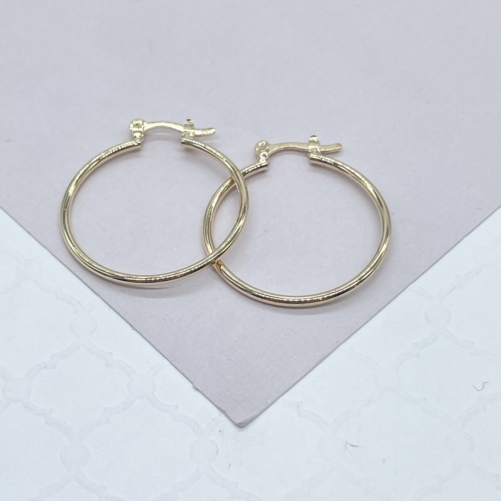 18k Gold Filled Thin Smooth Plain Hoops