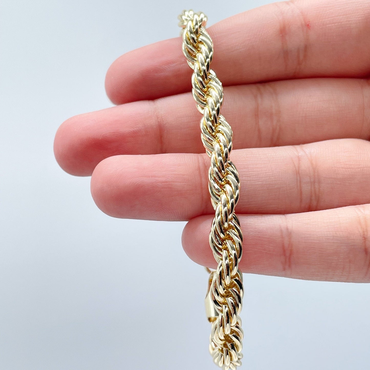 18k Gold Filled 7mm Thick Rope Chain Bracelet