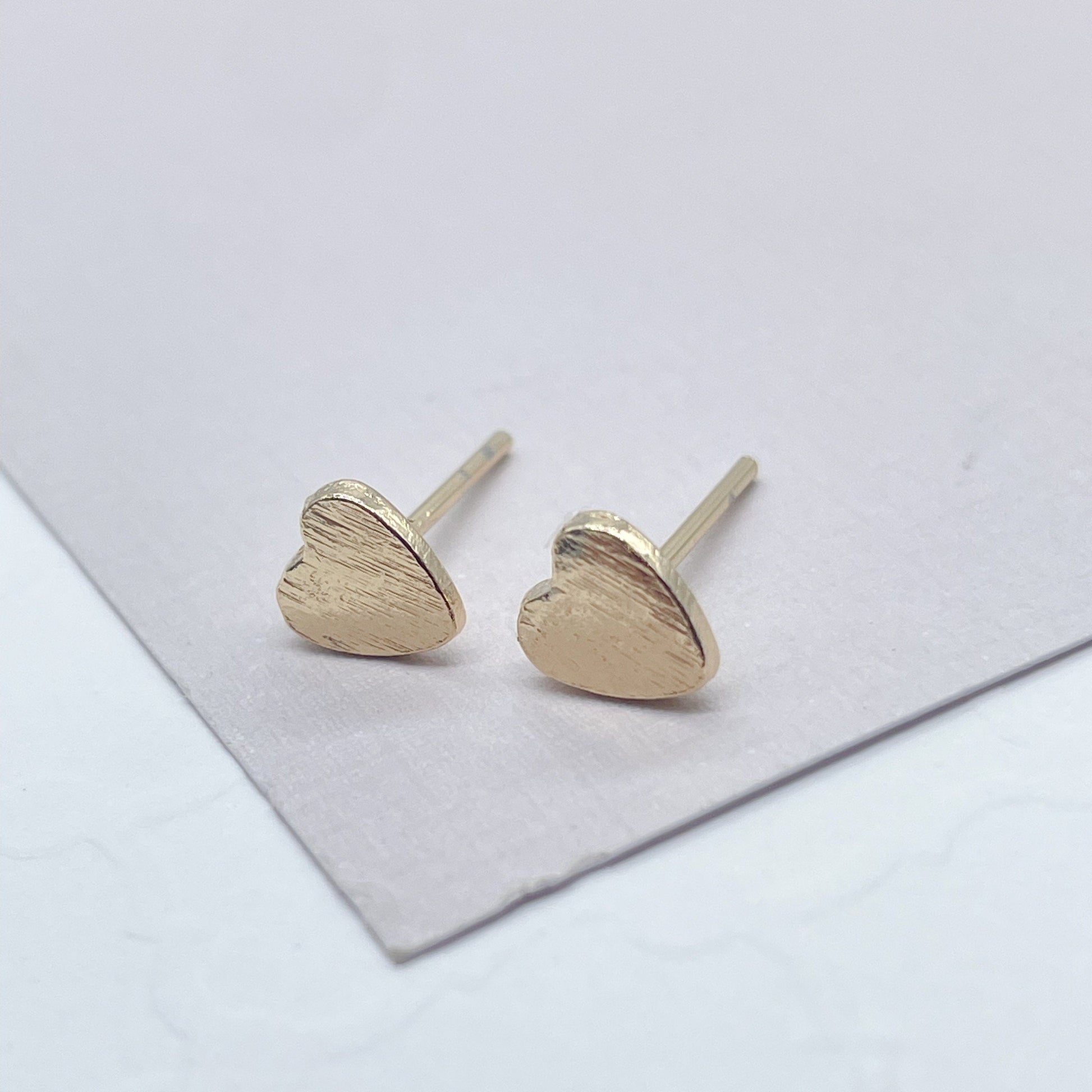 18k Gold Filled Plain Mini Heart Stud Earrings