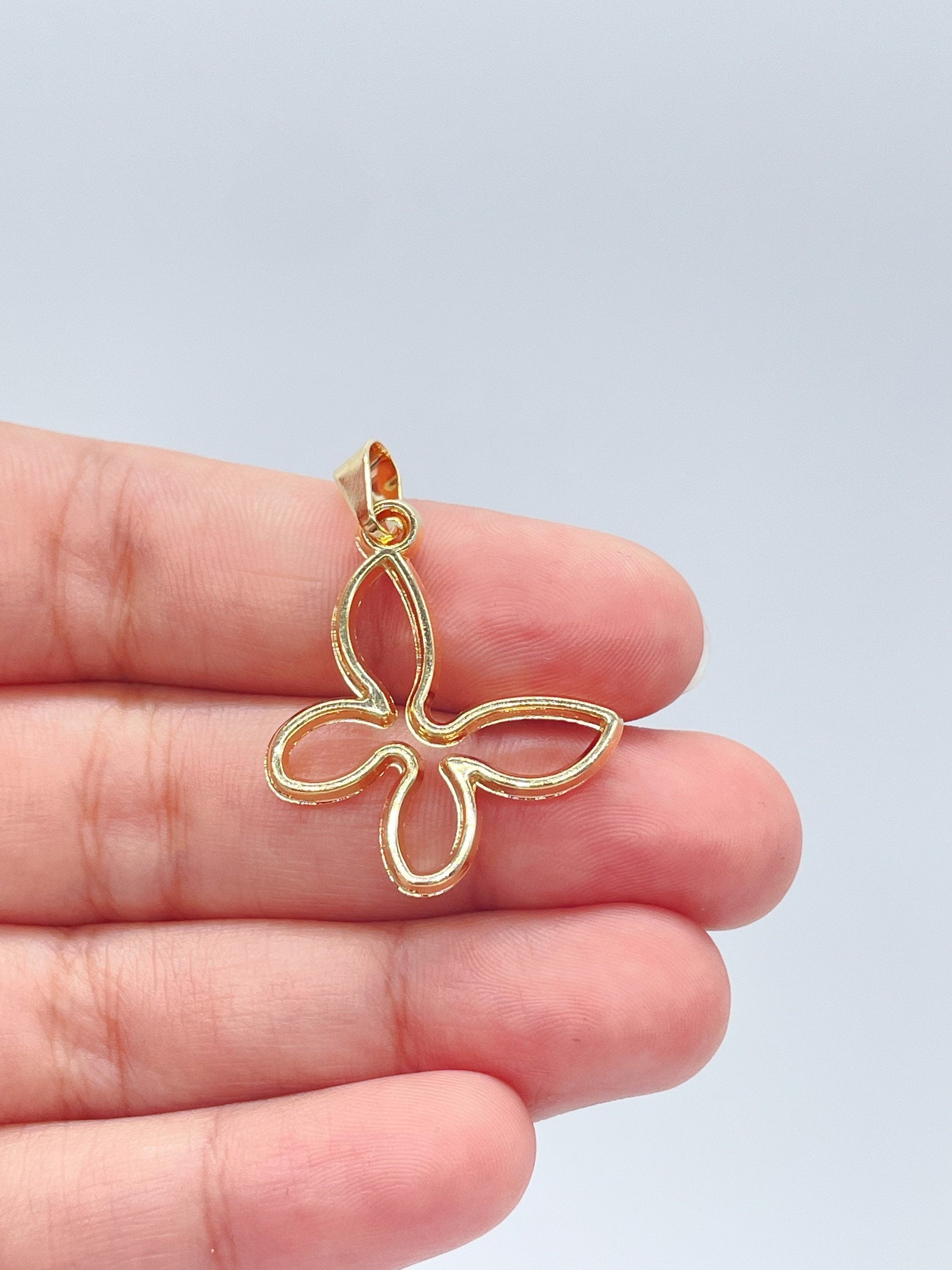 18 Gold Filled Solid See Through Butterfly Pendant