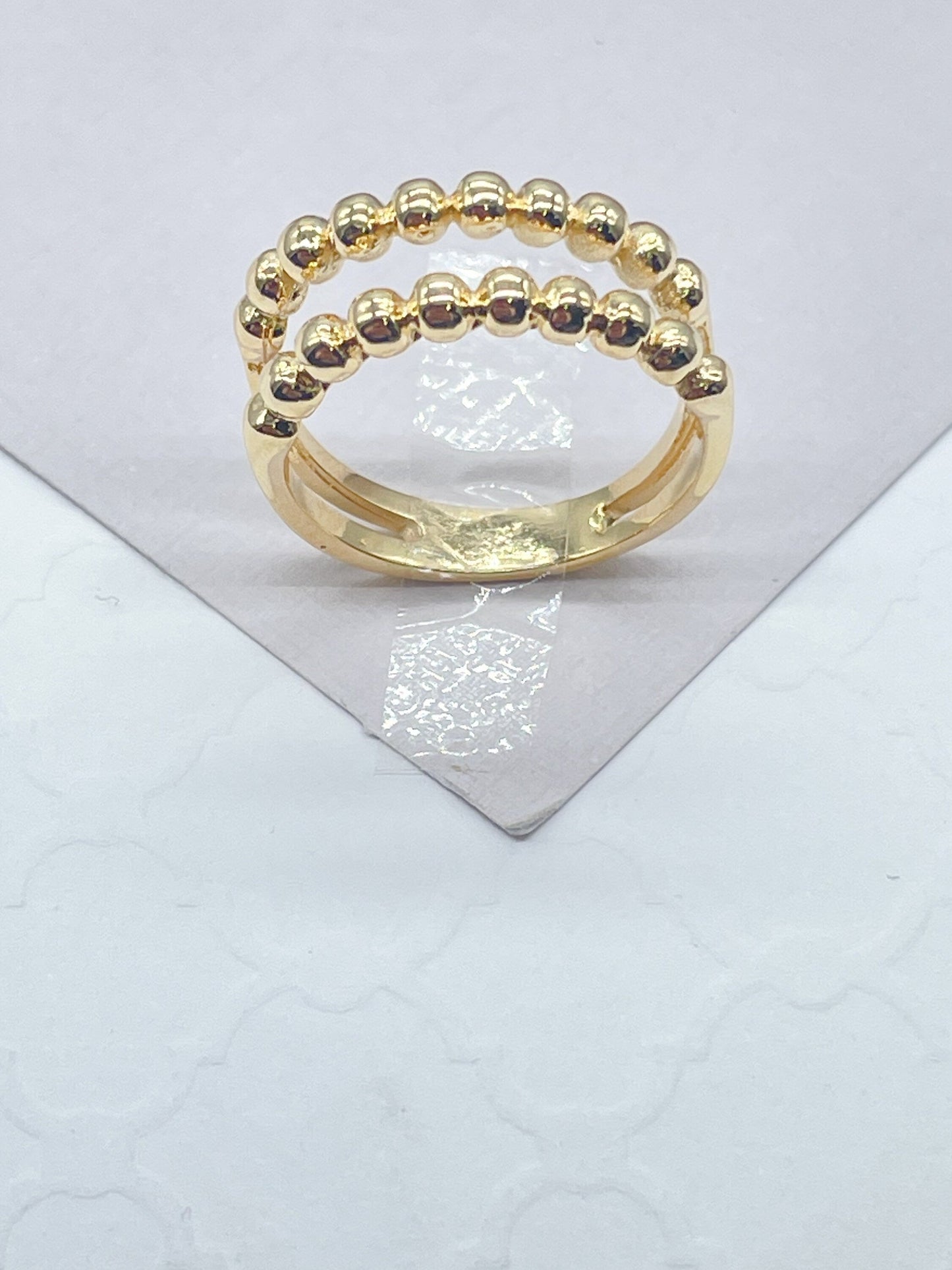 18k Gold Filled Plain Beaded Ring