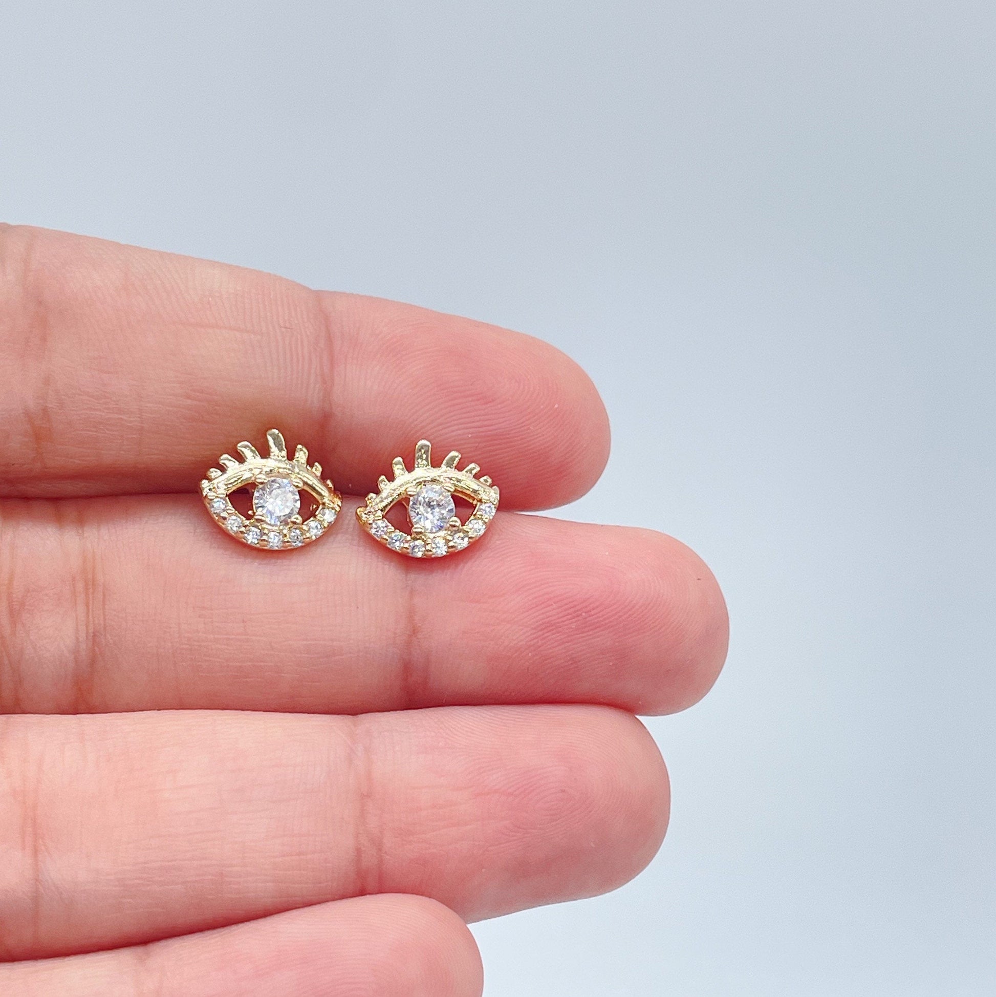 18k Gold Filled Zircon Protection Eye Stud