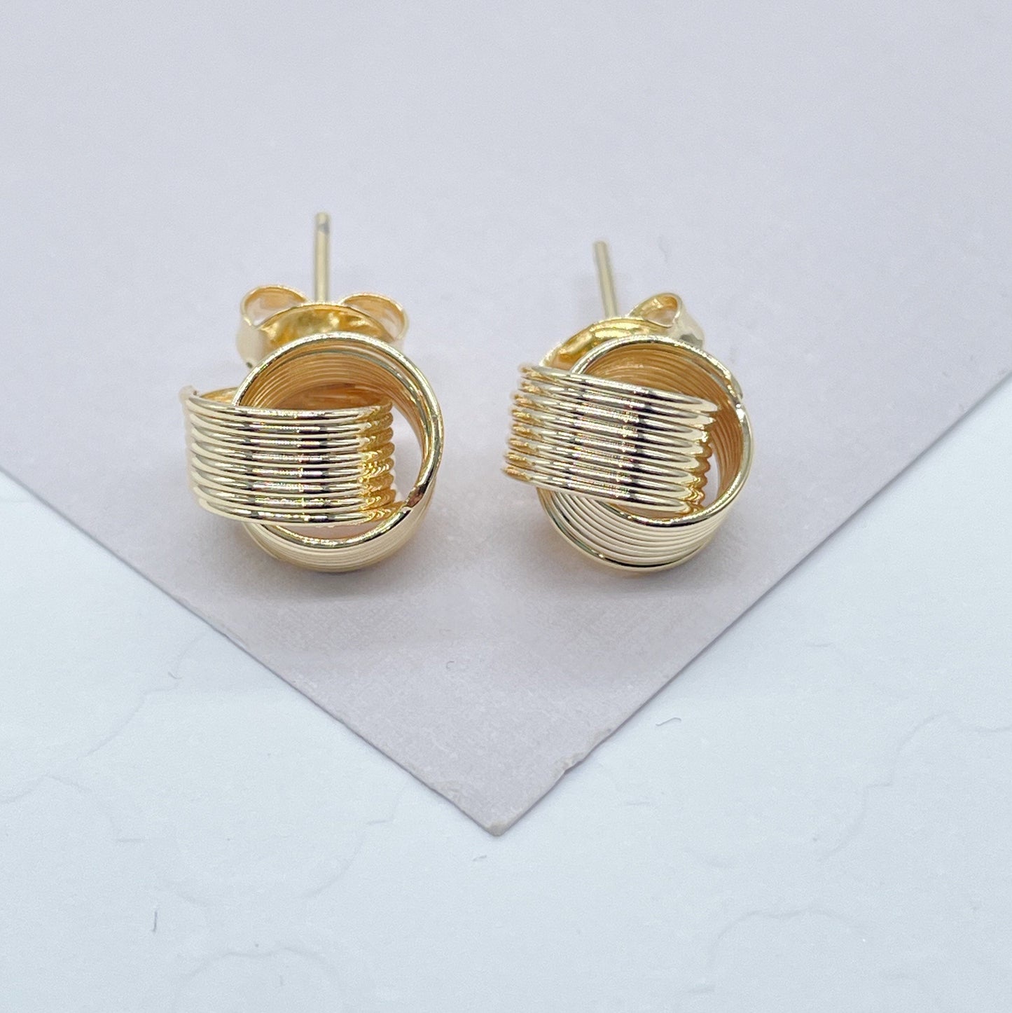 18k Gold Filled Layered Knot Stud
