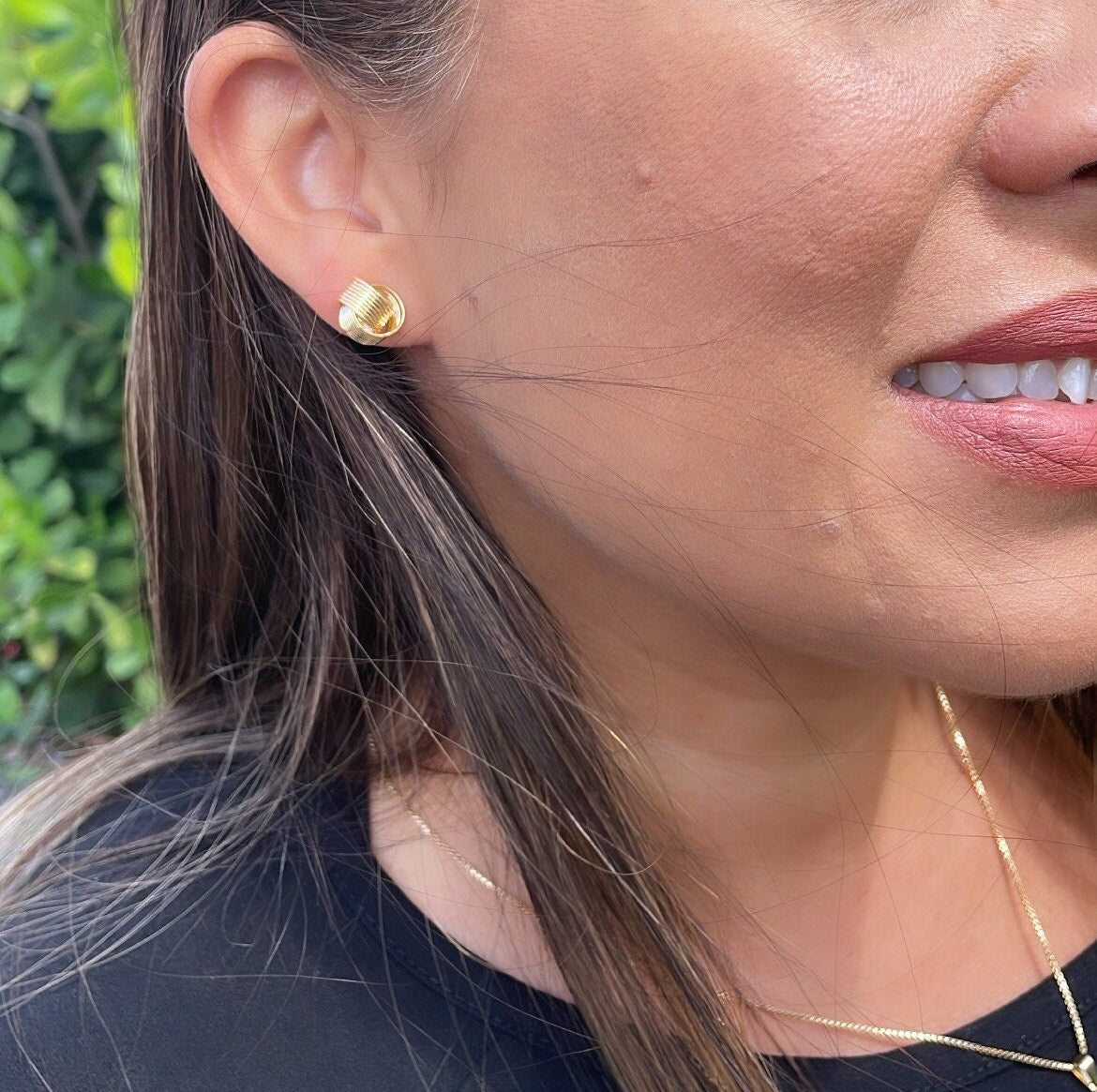 18k Gold Filled Layered Knot Stud