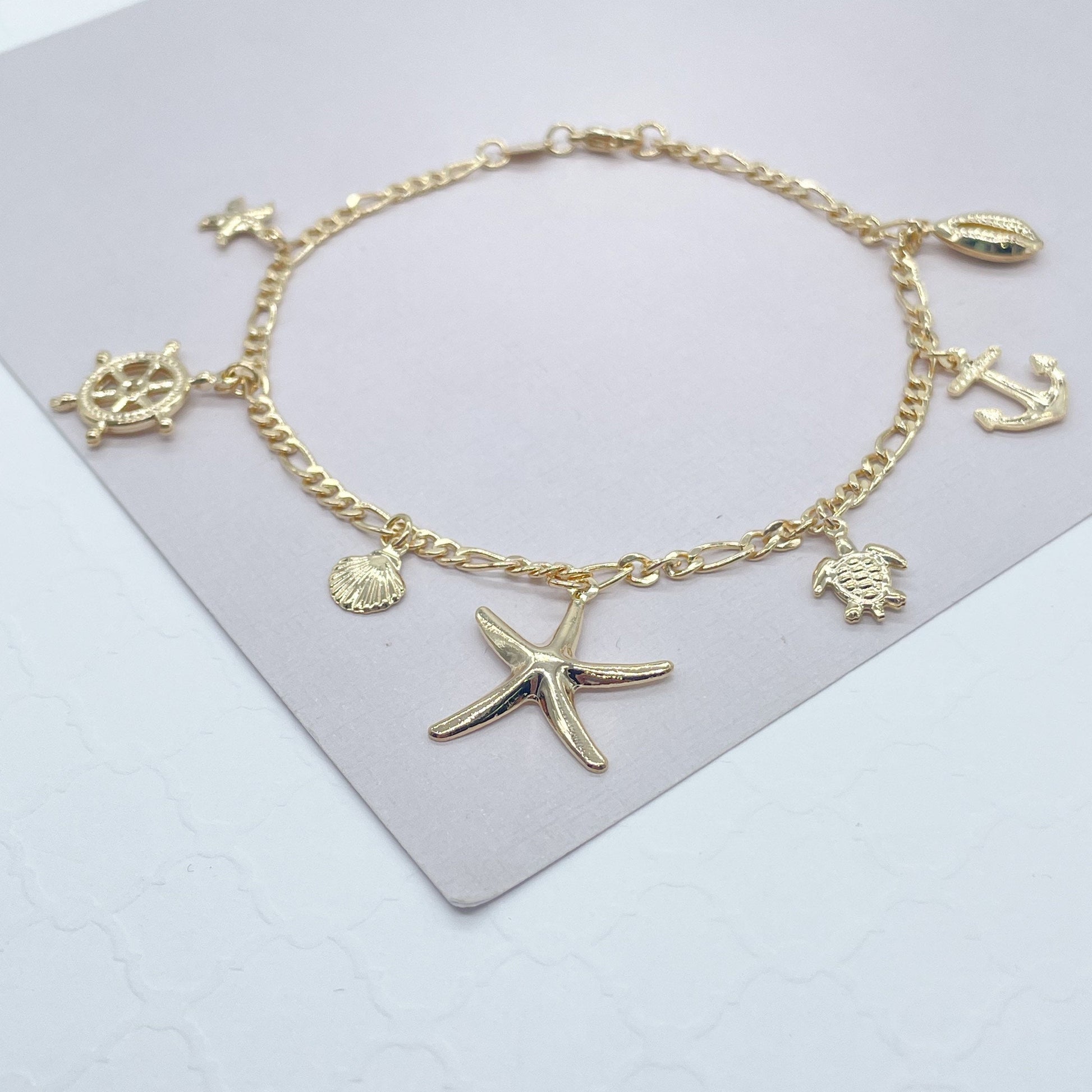 18k Gold Filled Summer Inspired Figaro Anklet