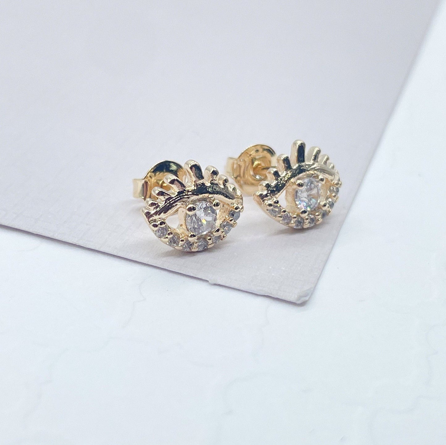 18k Gold Filled Zircon Protection Eye Stud