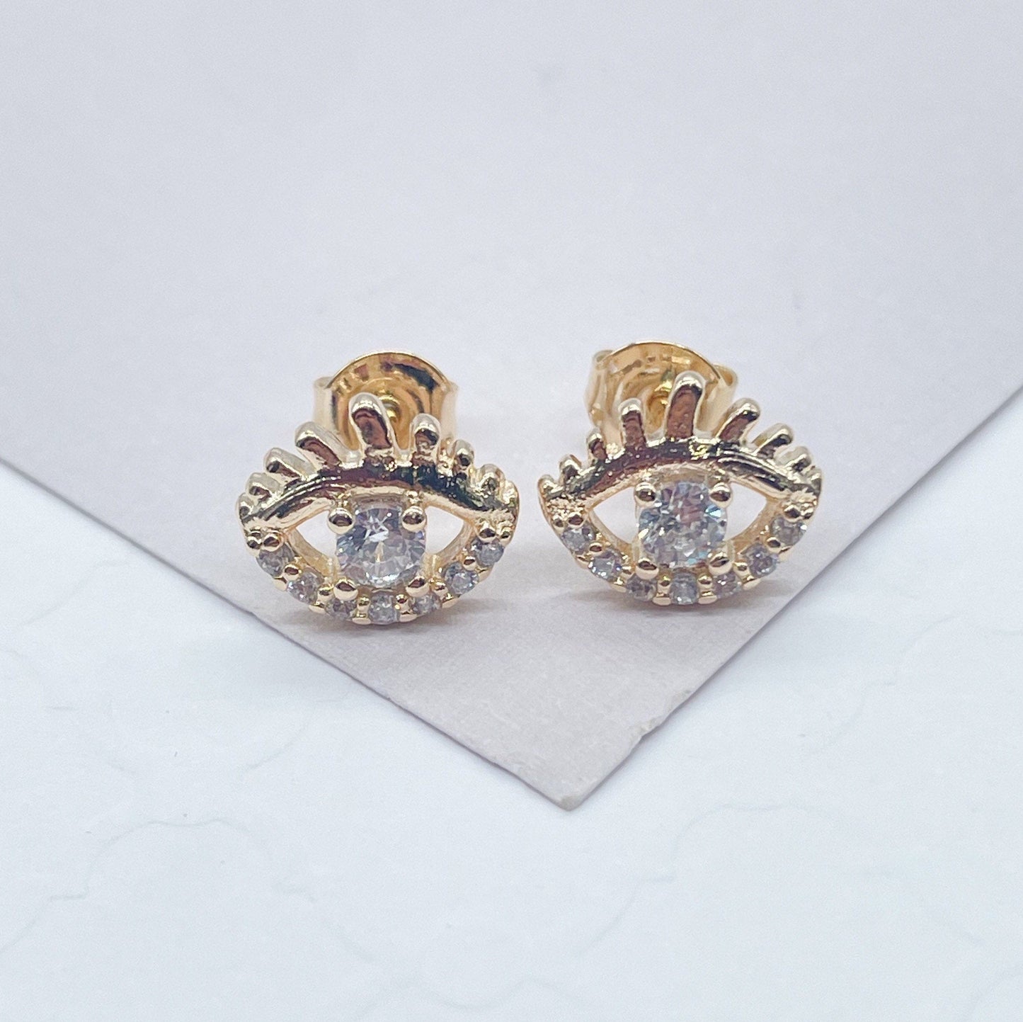 18k Gold Filled Zircon Protection Eye Stud
