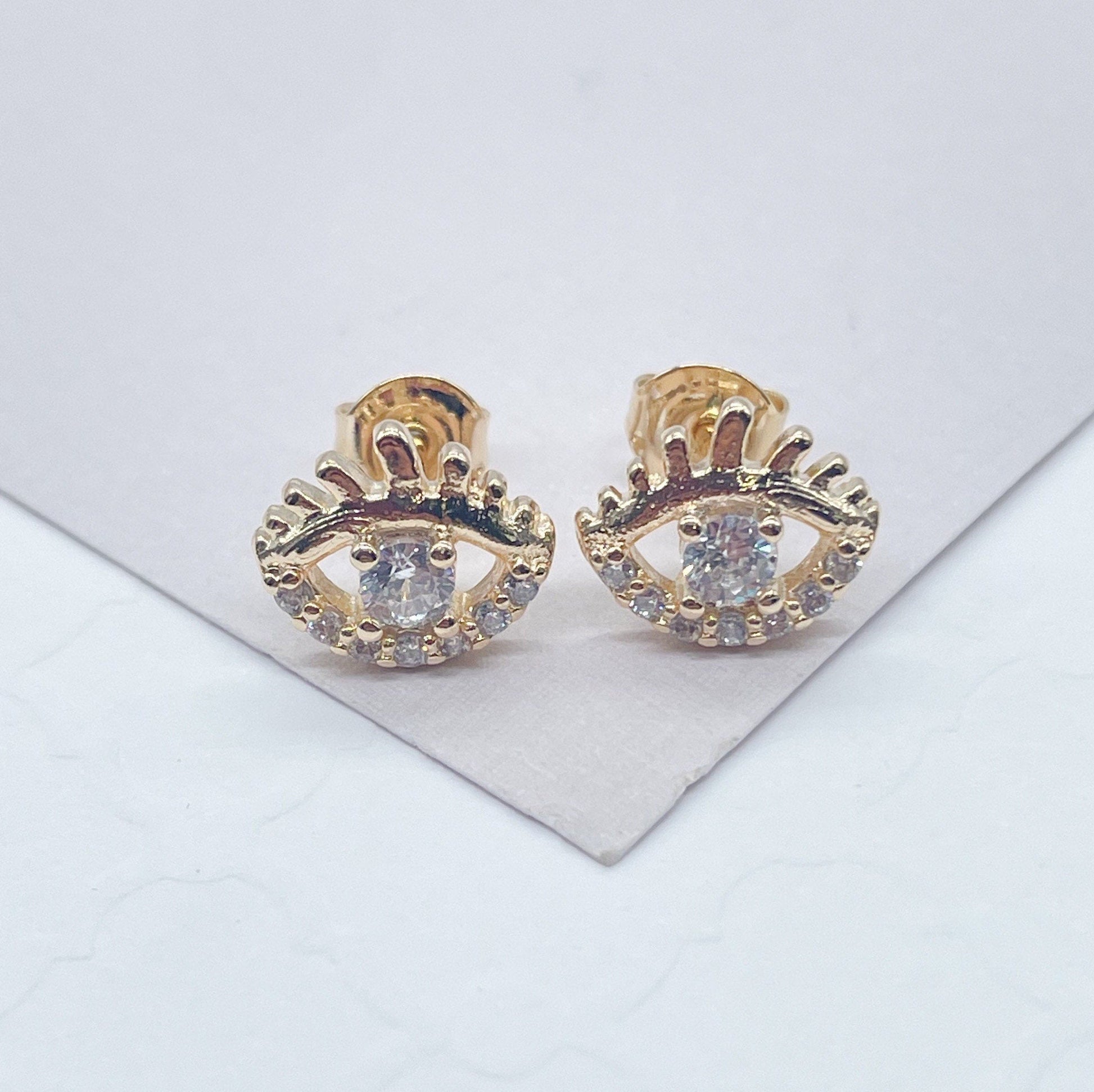 18k Gold Filled Zircon Protection Eye Stud