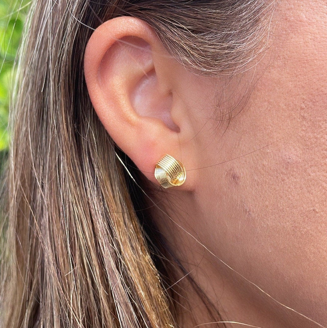 18k Gold Filled Layered Knot Stud