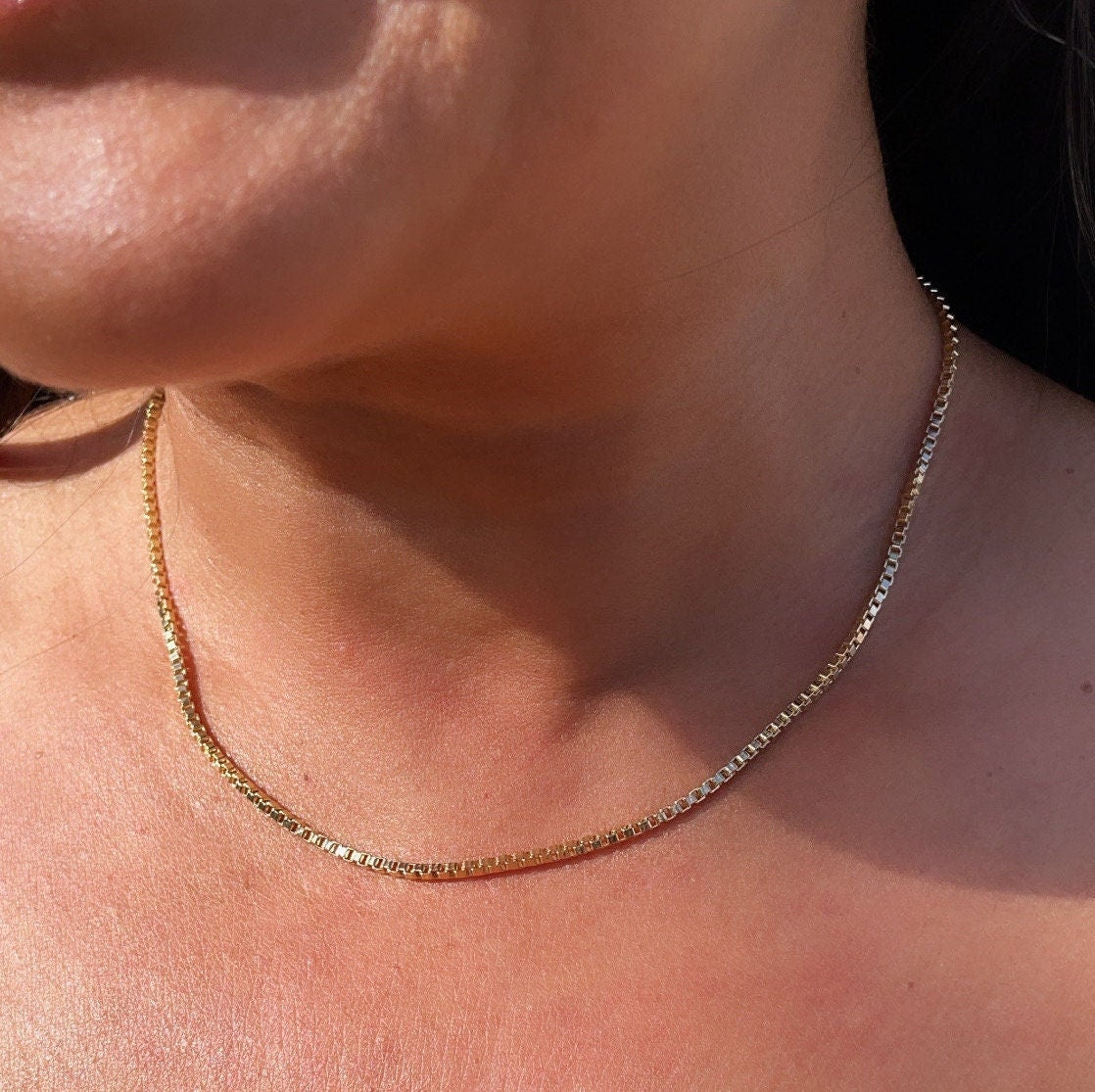 Dainty 18k Gold Filled 2mm Box Chain Necklace Supplies Designers