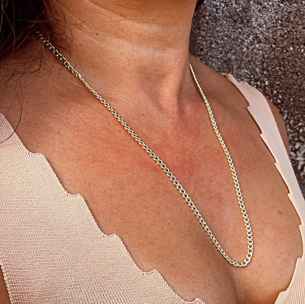 18k Gold Filled 4mm Cuban Link Chain Necklace, Curb Link Chain, Supplies Designers