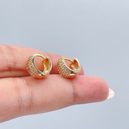 18k Gold Filled Extra Small Pave Cubic Zirconia Hoop Earrings