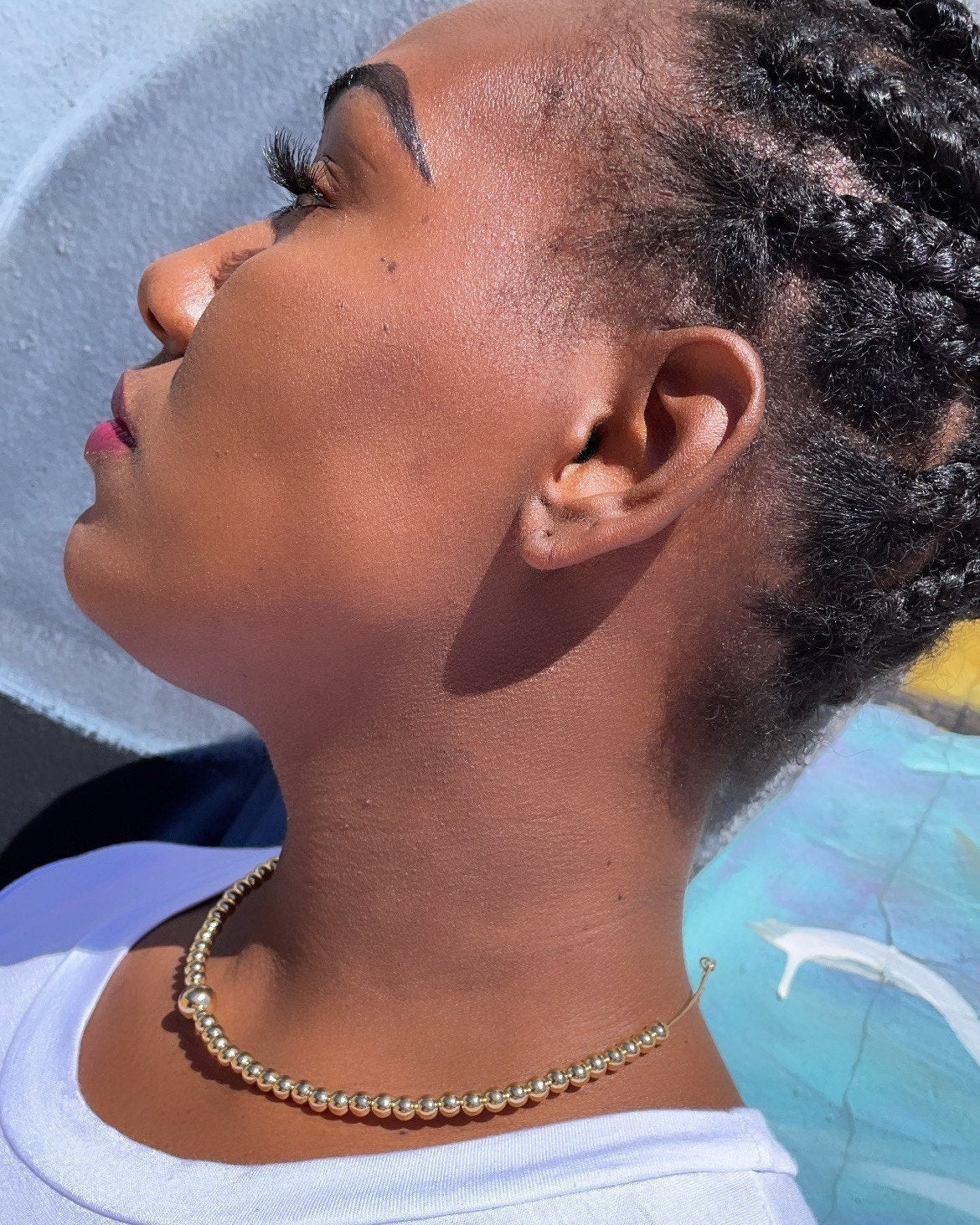 18k Gold Filled Hard Omega with Small and Medium Gold Beads