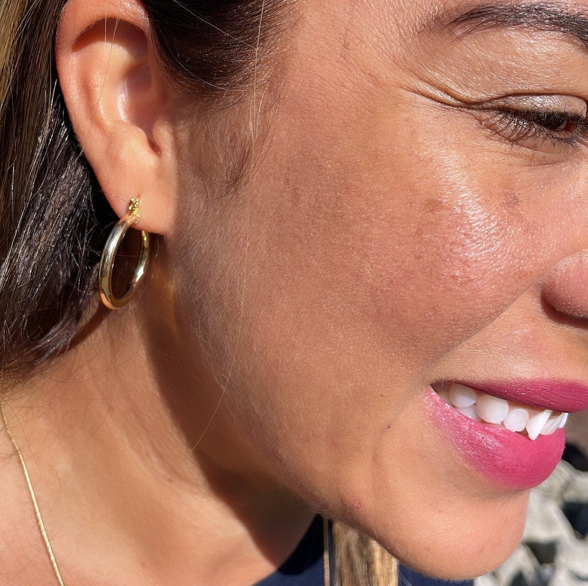 18k Gold Filled Medium Thin Plain Hoop Earrings