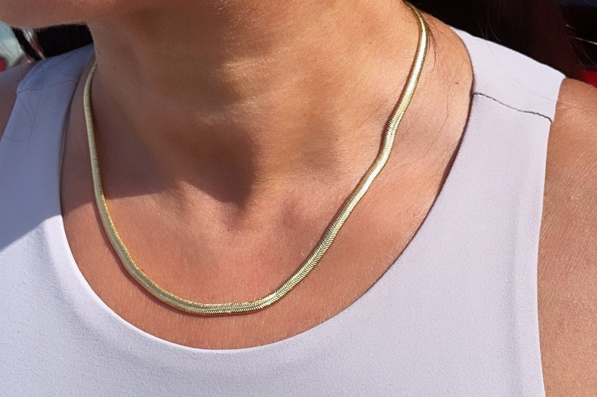 18k Gold Filled 5mm Soft Flat Snake Chain Supplies