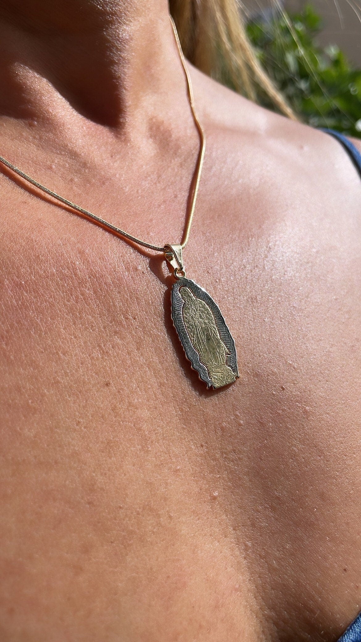 18k Gold Filled Guadalupe Pendant Two Tone Color