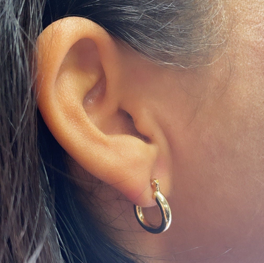 18k Gold Filled Small Plain 15mm Hoop