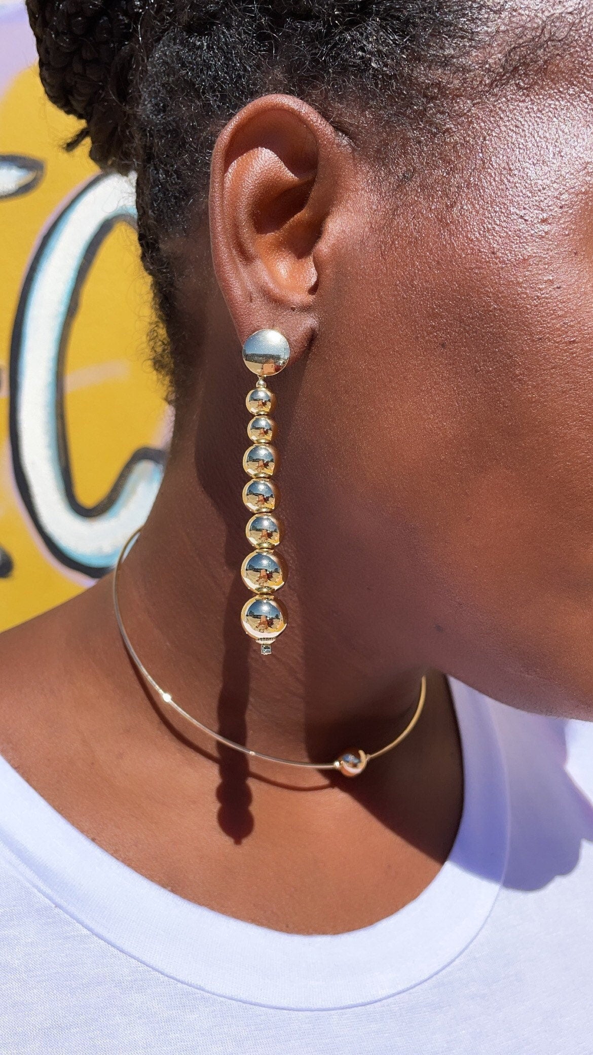 18k Gold Filled Hard Omega with Centered Small Gold Bead