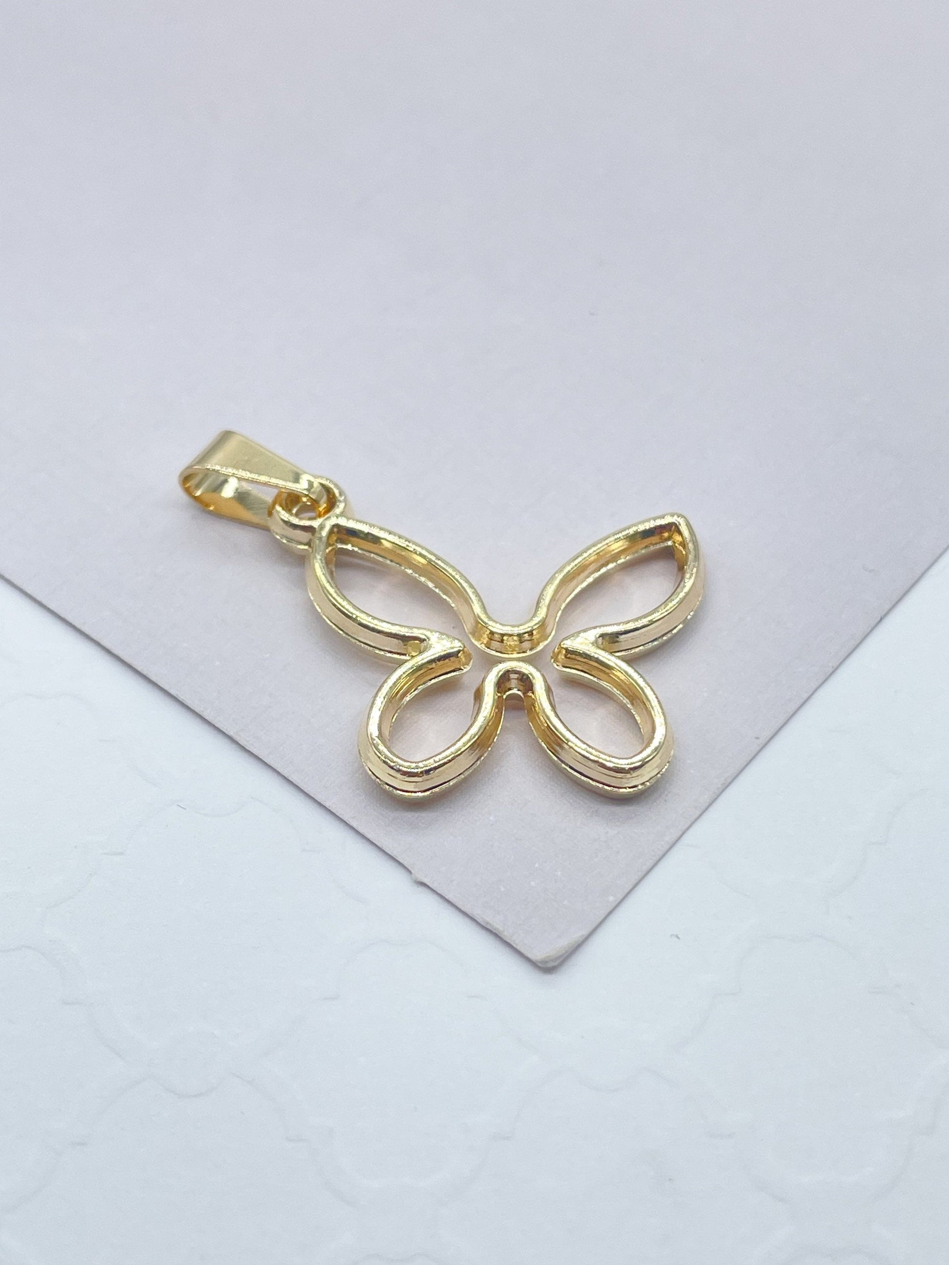 18 Gold Filled Solid See Through Butterfly Pendant