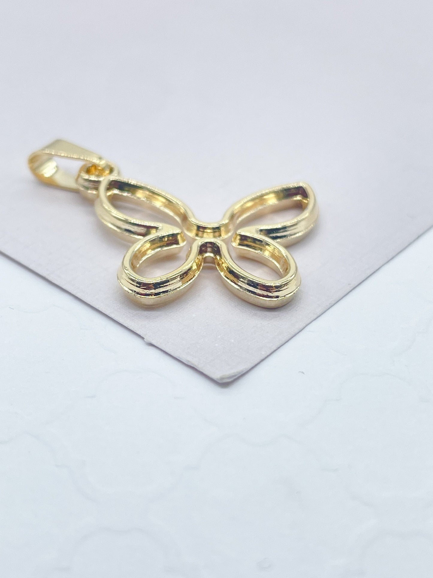 18 Gold Filled Solid See Through Butterfly Pendant