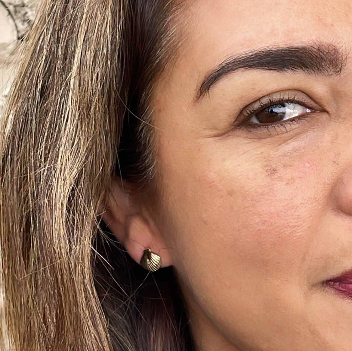 18k Gold Filled Clam Shell Stud Earrings