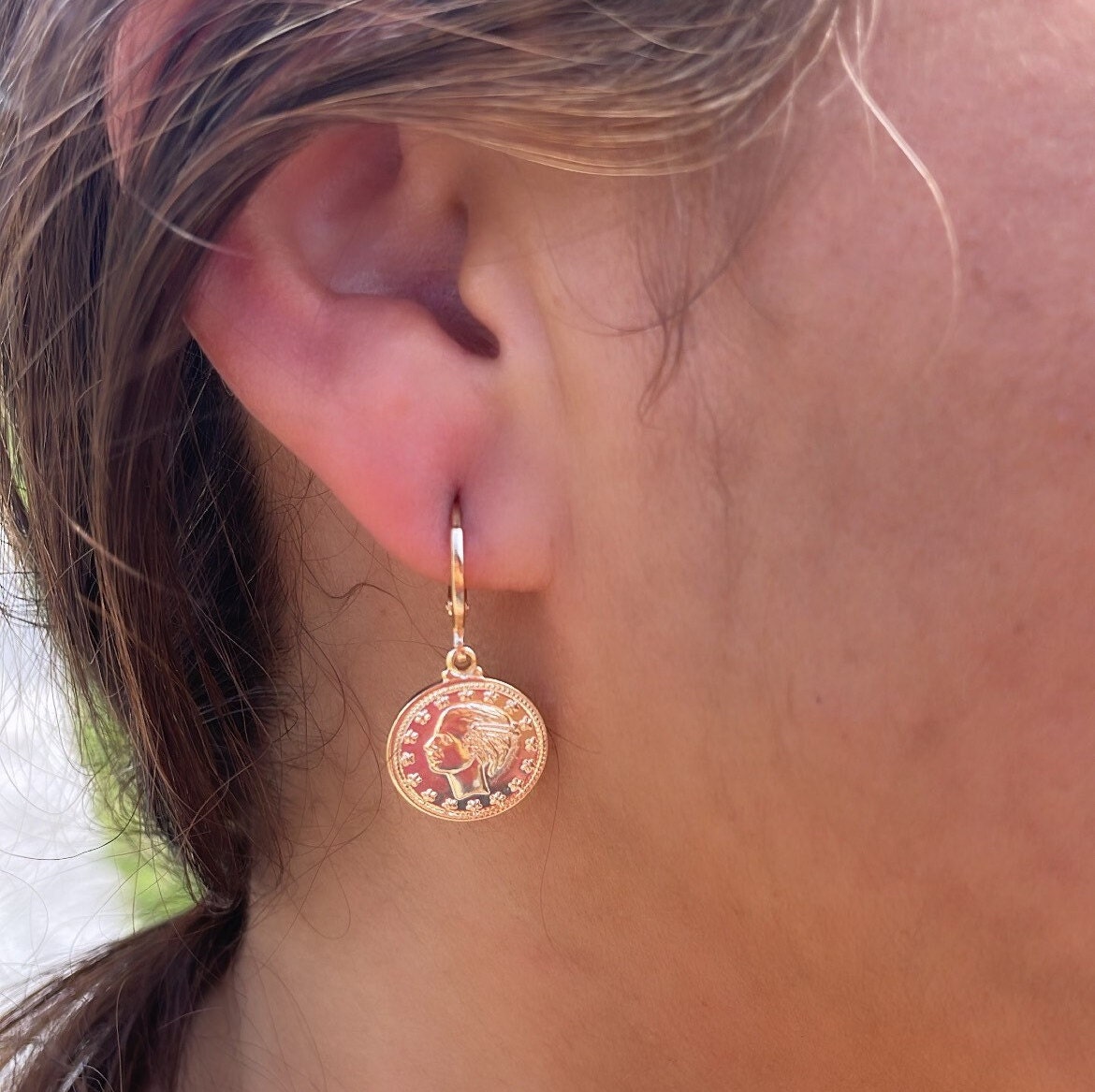 18k Gold Filled Coin Drop Earrings