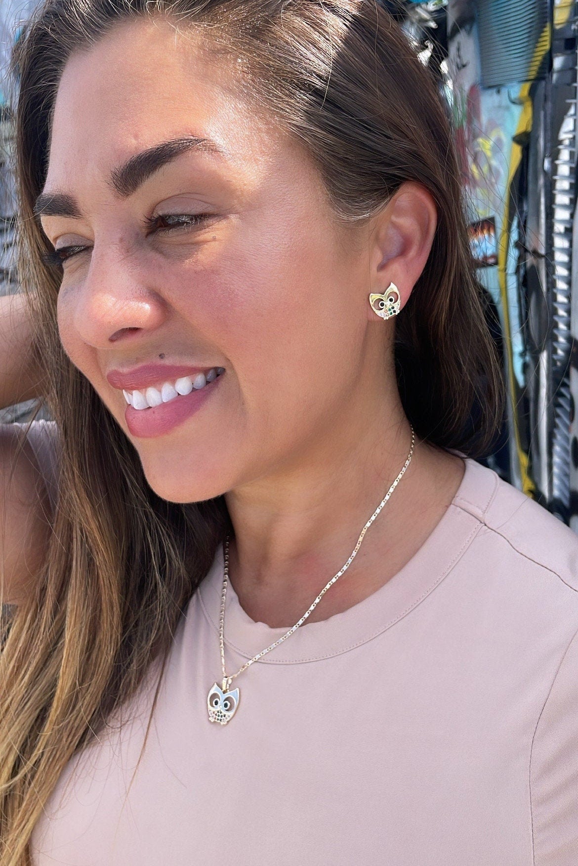 18k Gold Filled Colorful Owl Set, Boo Set