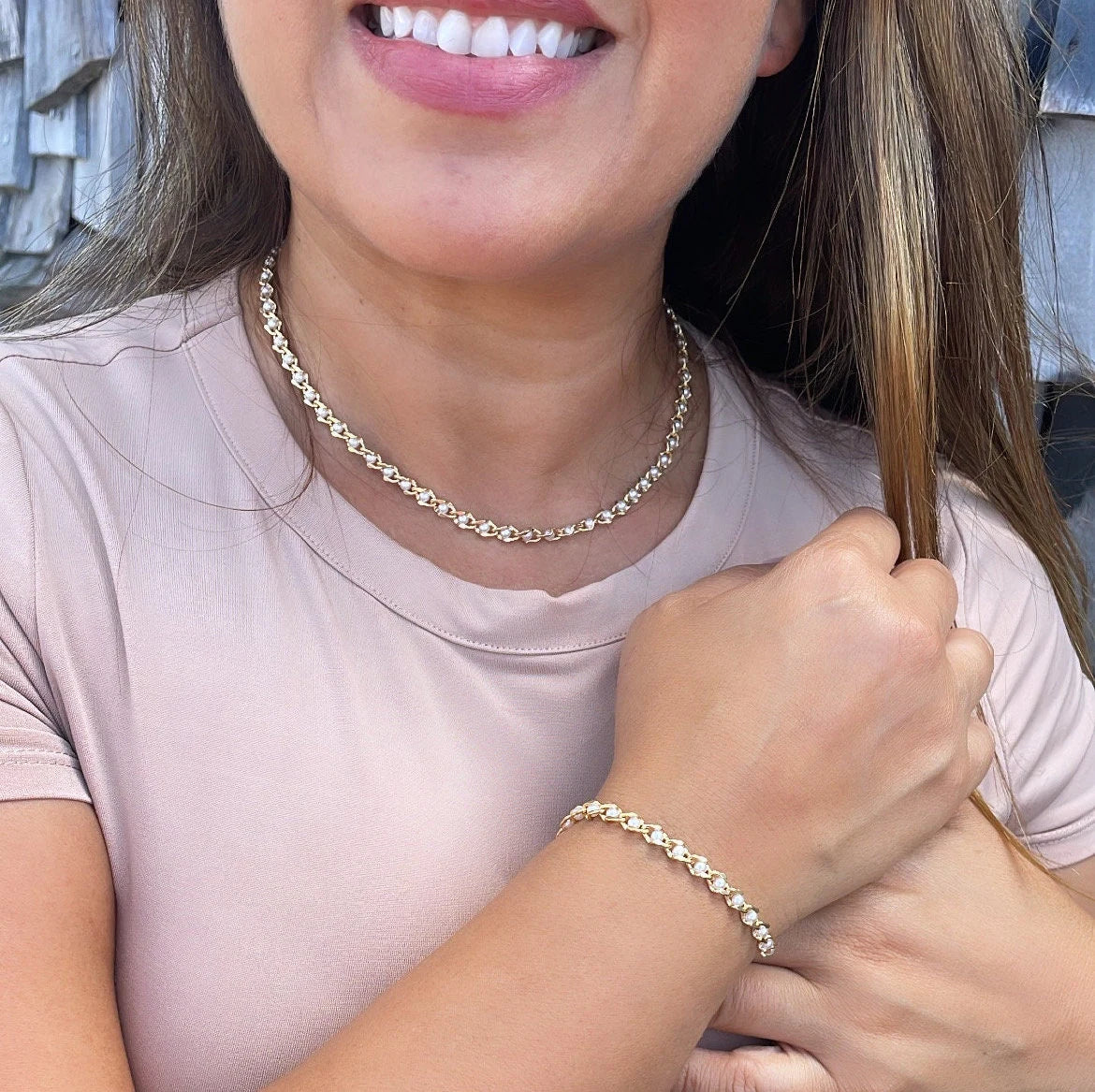 18k Gold Filled Carver Small Pearl Set
